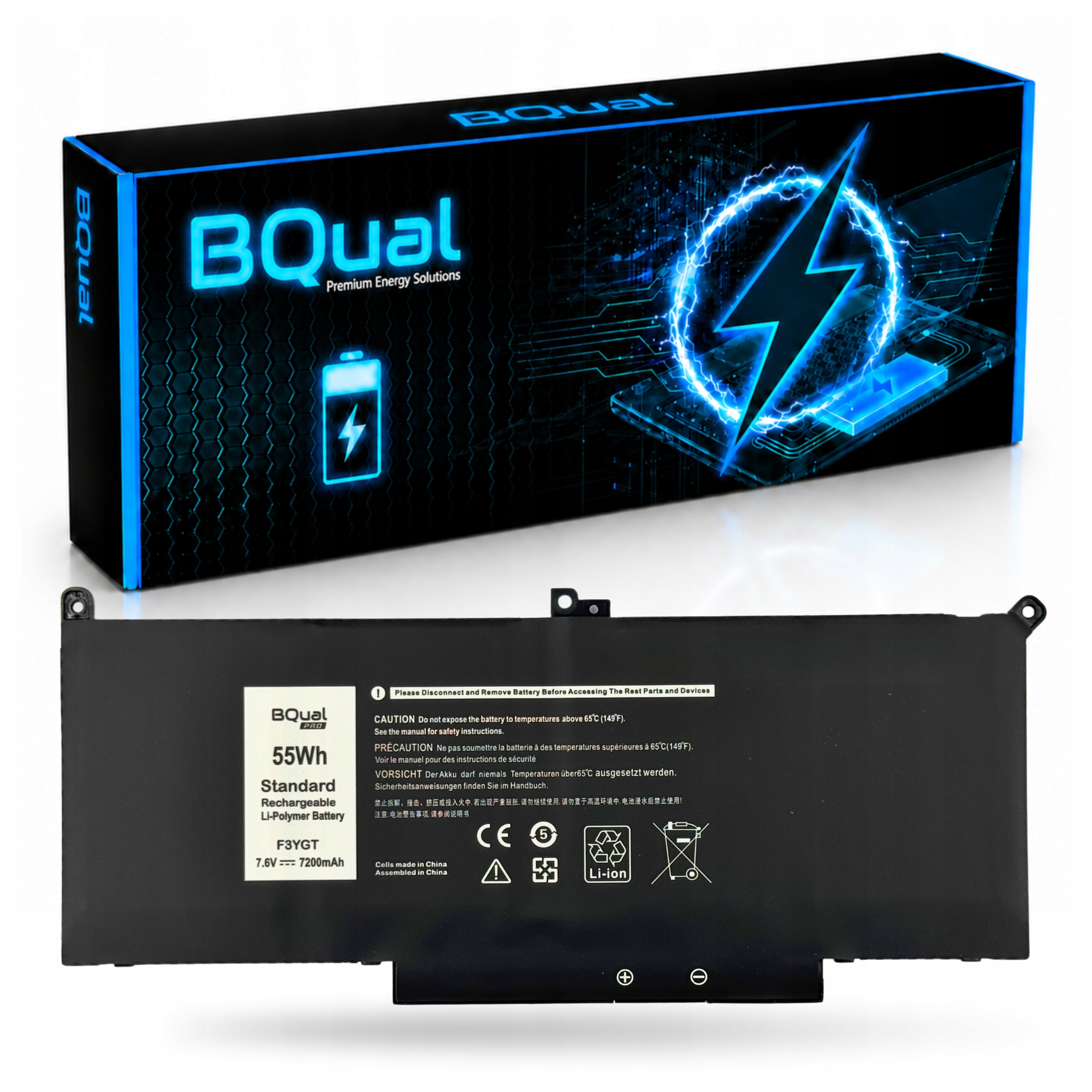 Bateria F3YGT do laptopa Dell Latitude 7390 7280 7290 7380 7480 7490 55Wh