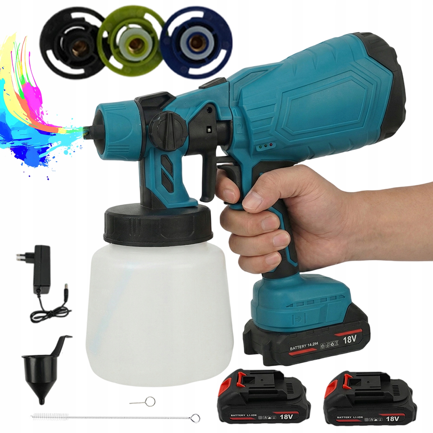 Akumulátorová Stříkací Pistole 1000 ML 3 Trysky 3 Režimy Regulace Průtoku