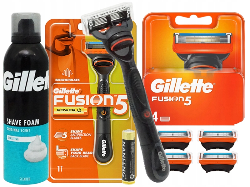 Strojek Gillette Fusion 5 Micropulses 4 Náhradní Čepele Pěna 200 Ml