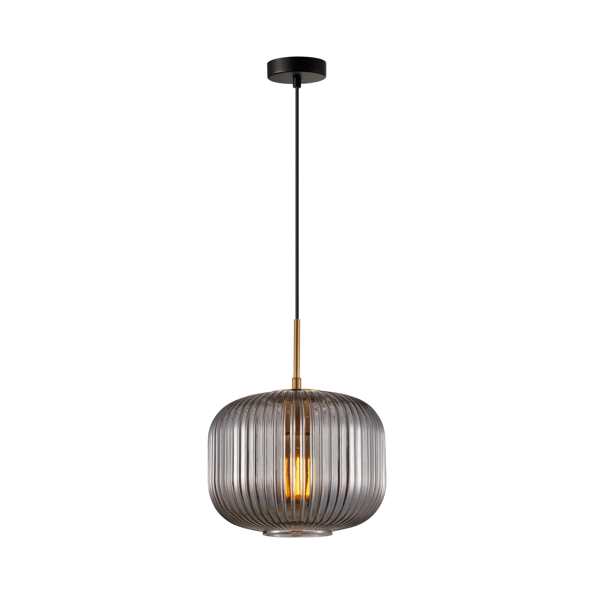 Závesná lampa Italux Gavino čierno-zlatá, sklo Ø25.5 cm E27 40W