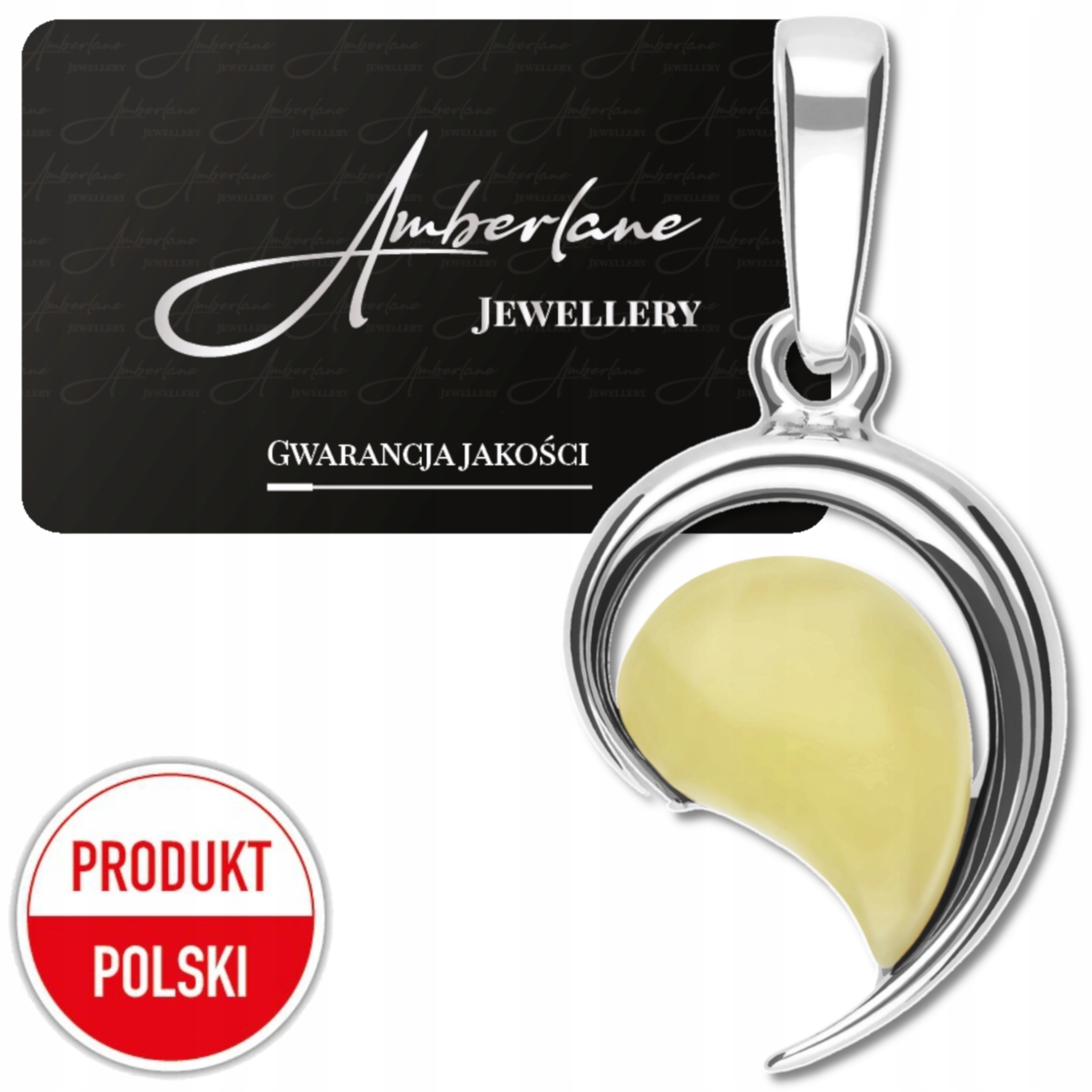 Přívěsek Jantar Bílý stříbro 925 elegantní Muszelka přívěsek