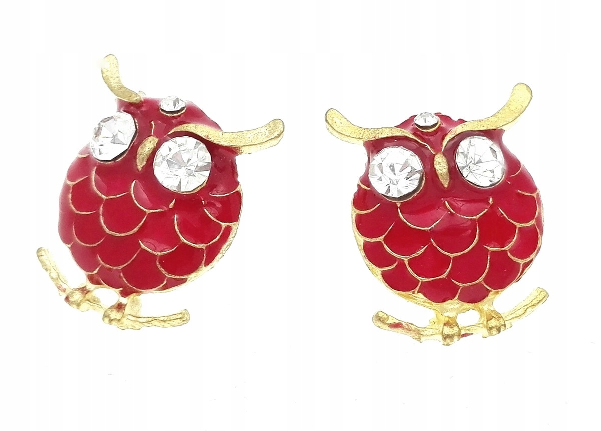 

Kolczyki sowy z cyrkoniami czerwone