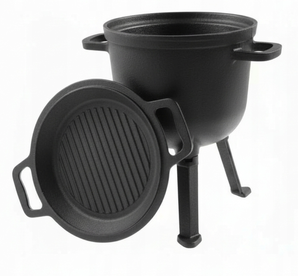 KOCIOŁEK MYŚLIWSKI ŻELIWNY 10 L + Patelnia Grillowa ROSSNER