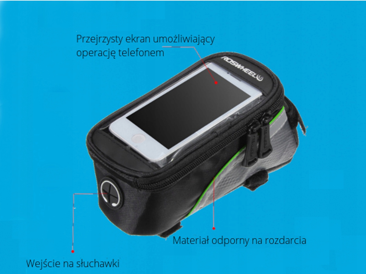 SASZETKA ROWEROWA ZAMYKANA NA KIEROWNICĘ ROWERU Marka Roswheel