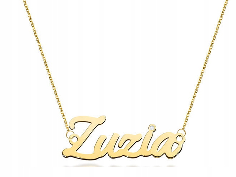 Zlatý náhrdelník 585 jméno zuzia diamanty 1,15g módní vzor jako dárek 14k