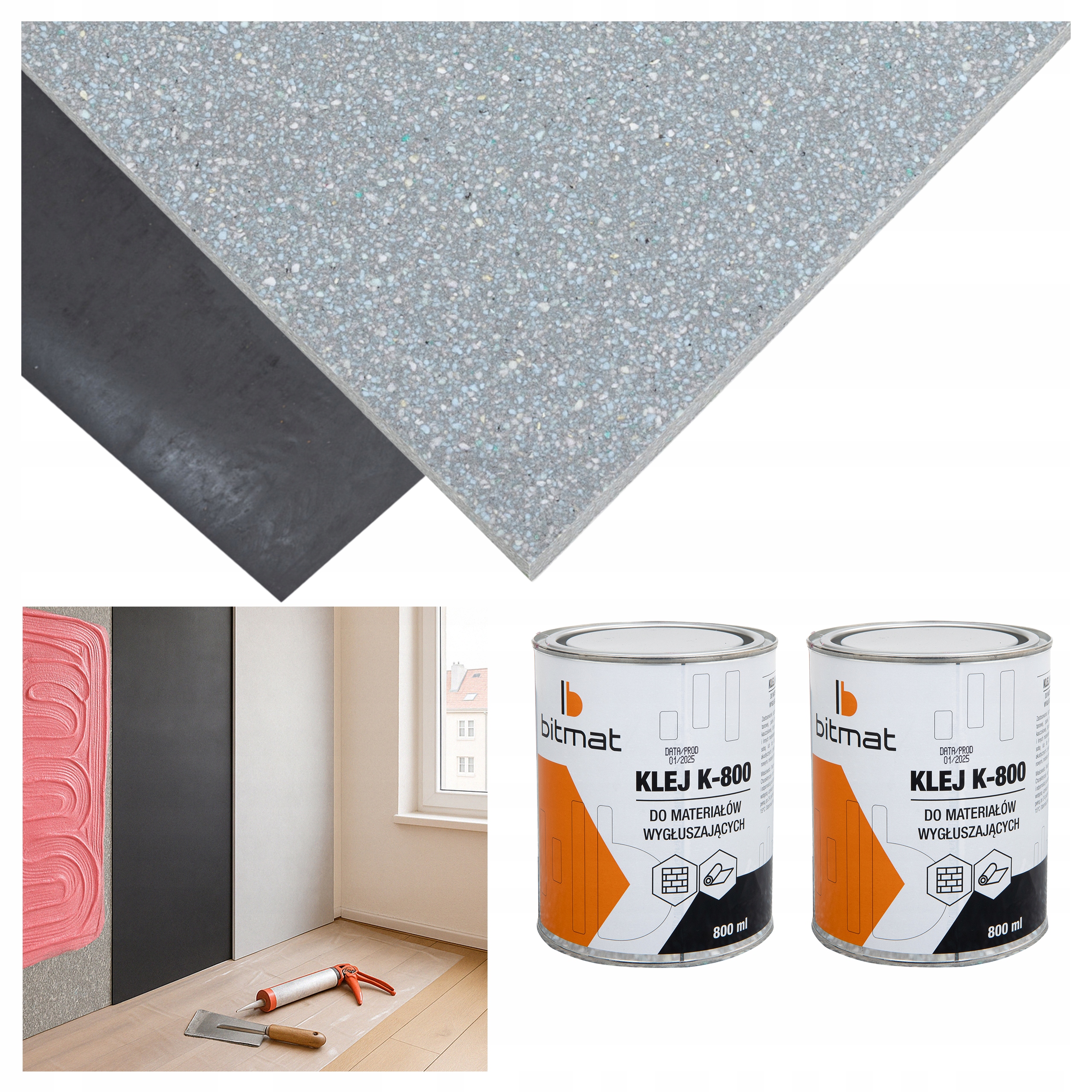 Zvukotesné rohože na stenu 1 m2 izolácia hluku lepeným systémom z rolky