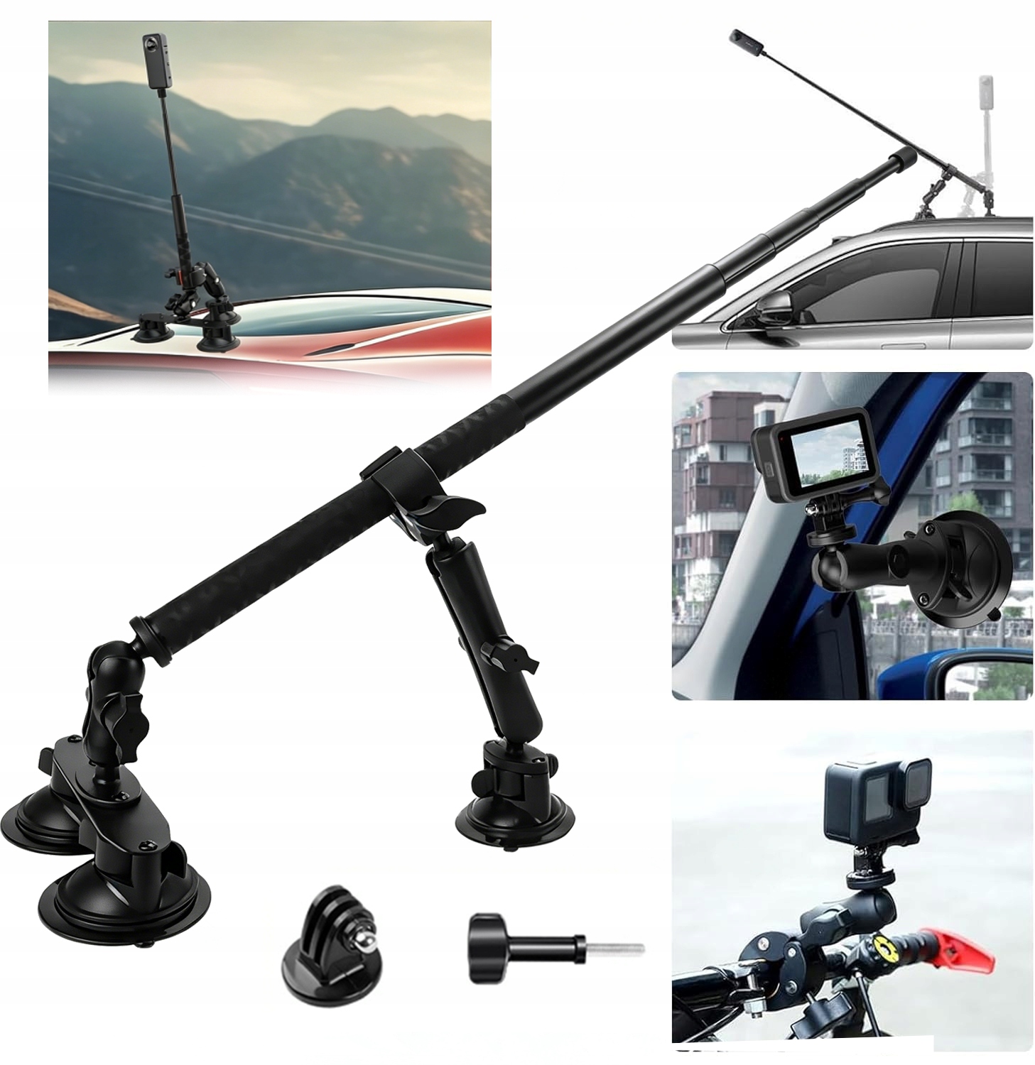 Držiak Na Kameru Do Auta 112 cm Palica Regulácia Prísavky Pre Dji