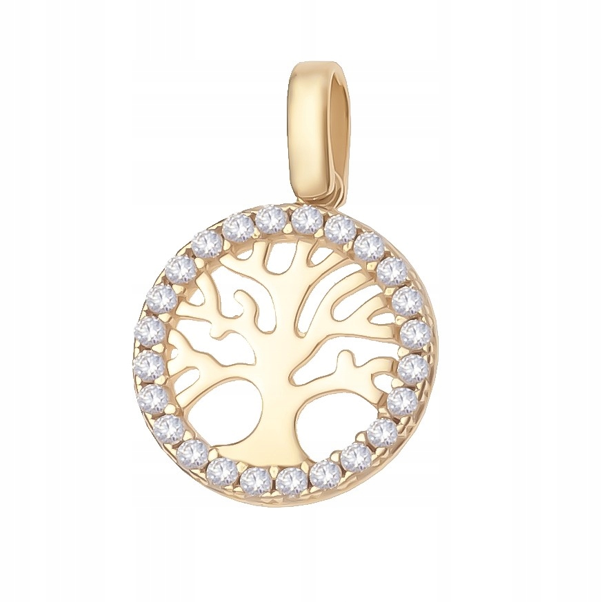 Zlatý přívěsek s přívěskem strom se zirkony