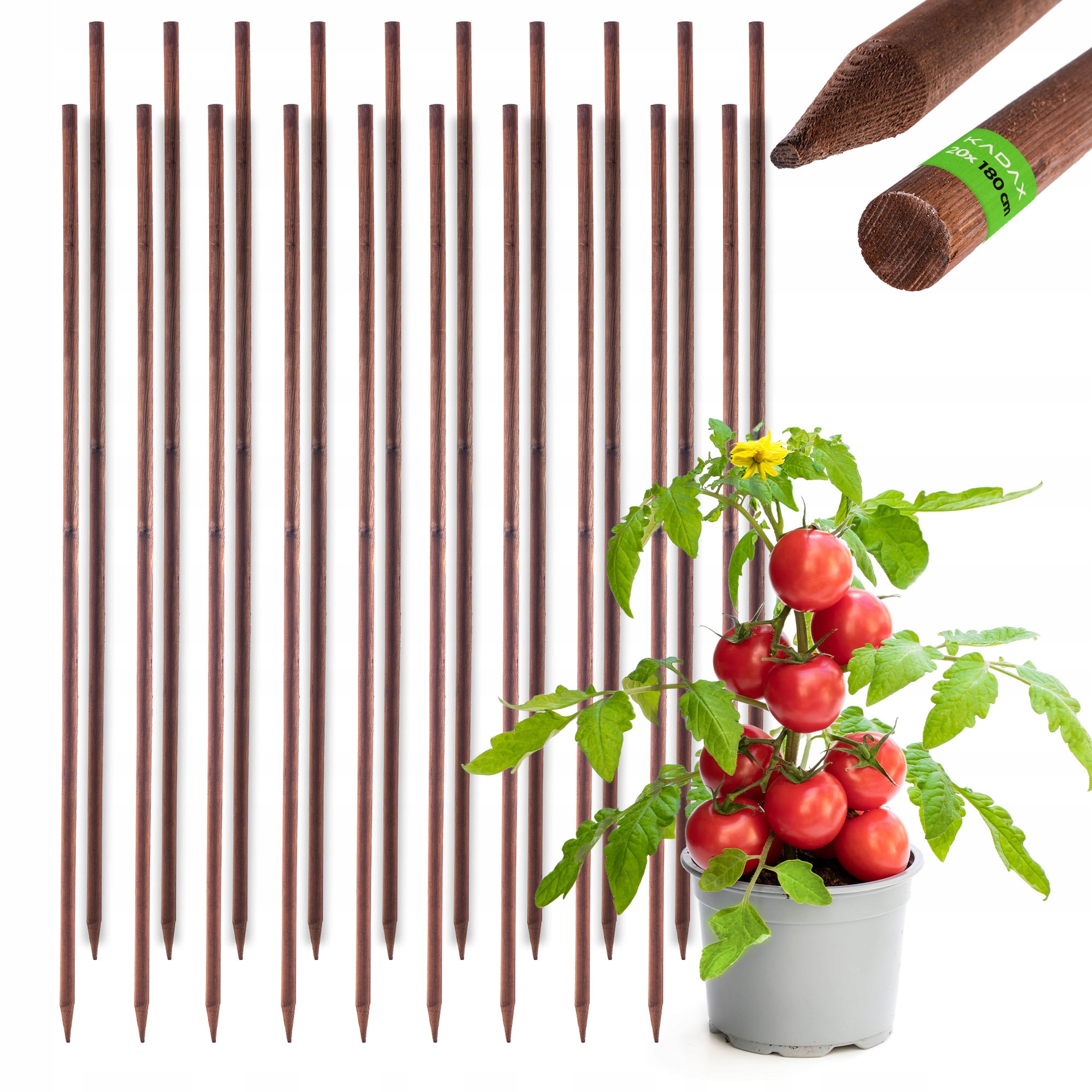 Drevené Paliky Impregnovaná Palička 180 cm Podpora Rastlín Palica 20ks