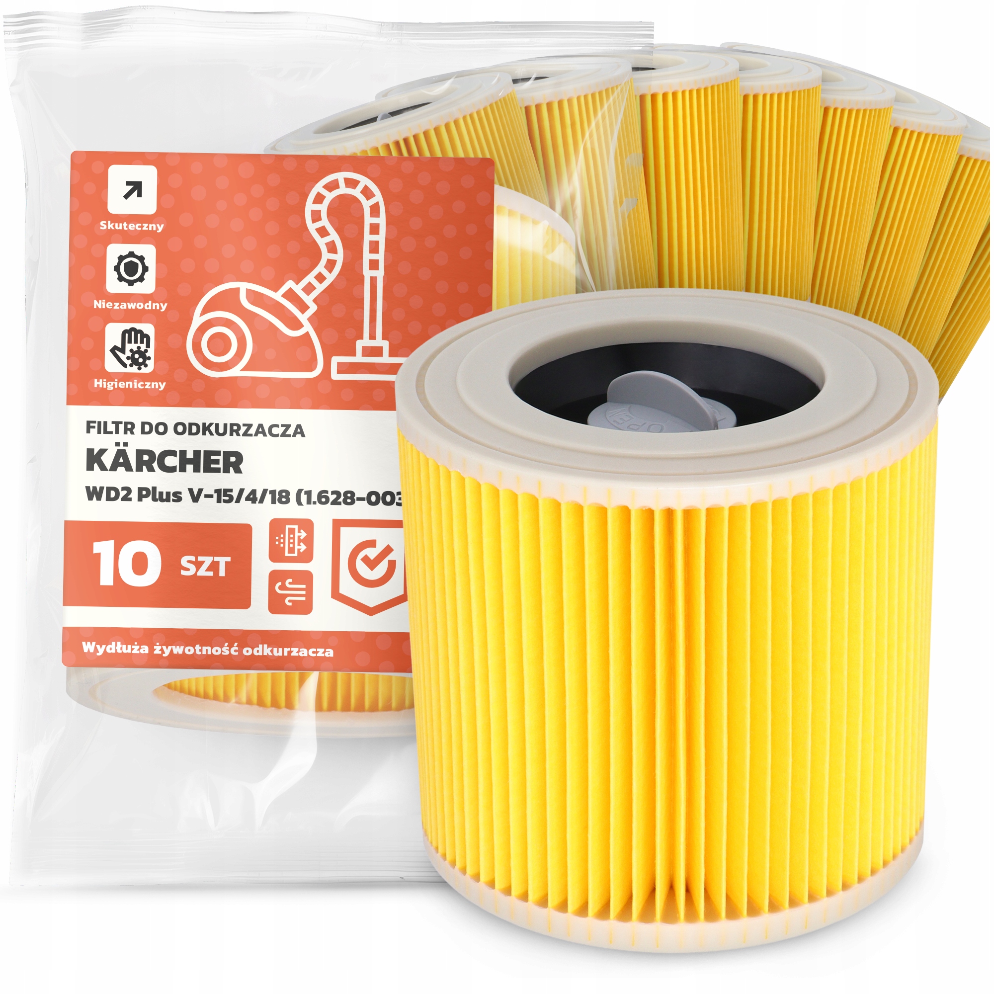 10 x Filtr Pro Vysavač Kärcher WD2 Plus V-15/4/18 (1.628-003.0) Em-w