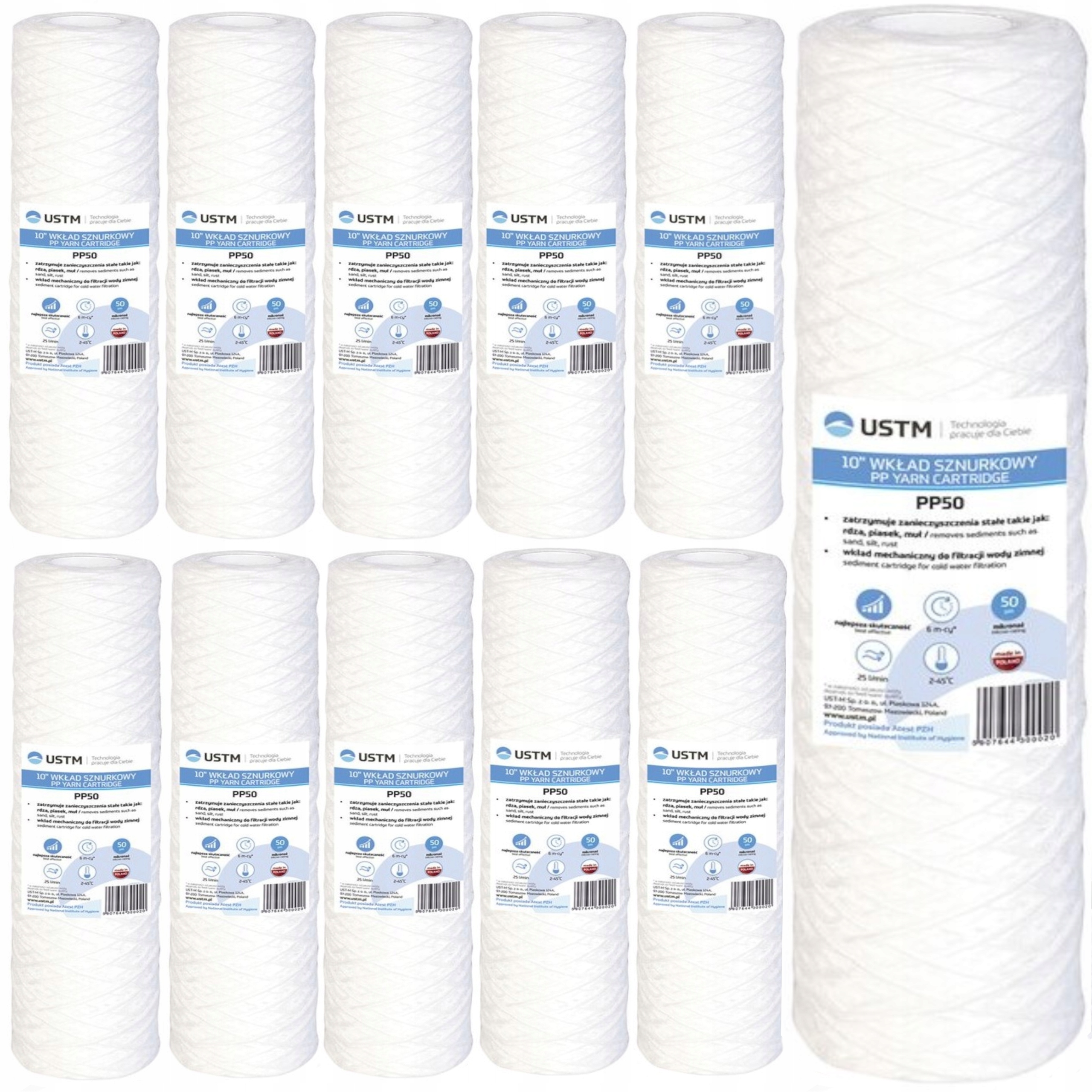 Filtr do wody wkład sznurkowy 50 mik PP50 Ustm x 20 sztuk