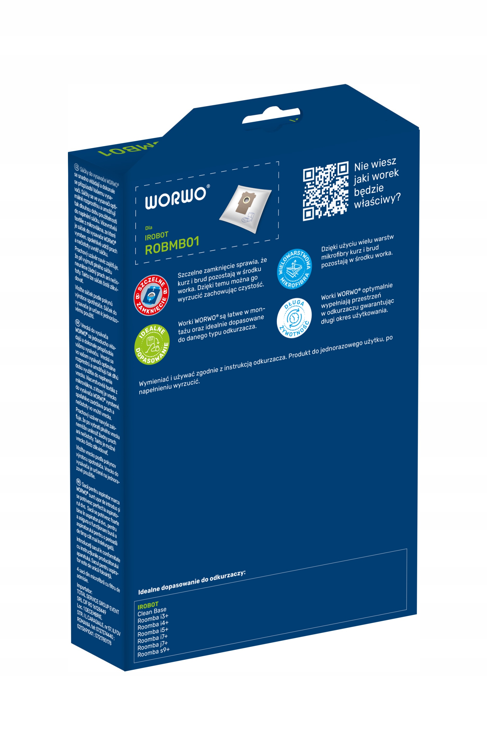 12x WORKI WORWO do iRobot Roomba Clean Base i3+ i4+ i5+ i7+ j7+ s9+ Marka odkurzacza iRobot Roomba