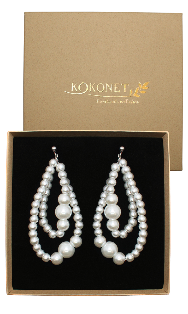 náušnice s Perlami, ručně vyrobená ocel stříbrná, elegantní, moderní unikát