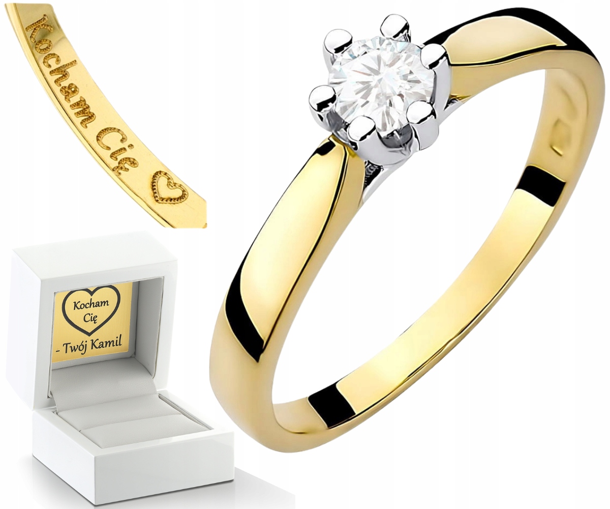 Zlatý Prstýnek Laboratorní Briliant Zlato 585 Gravírování