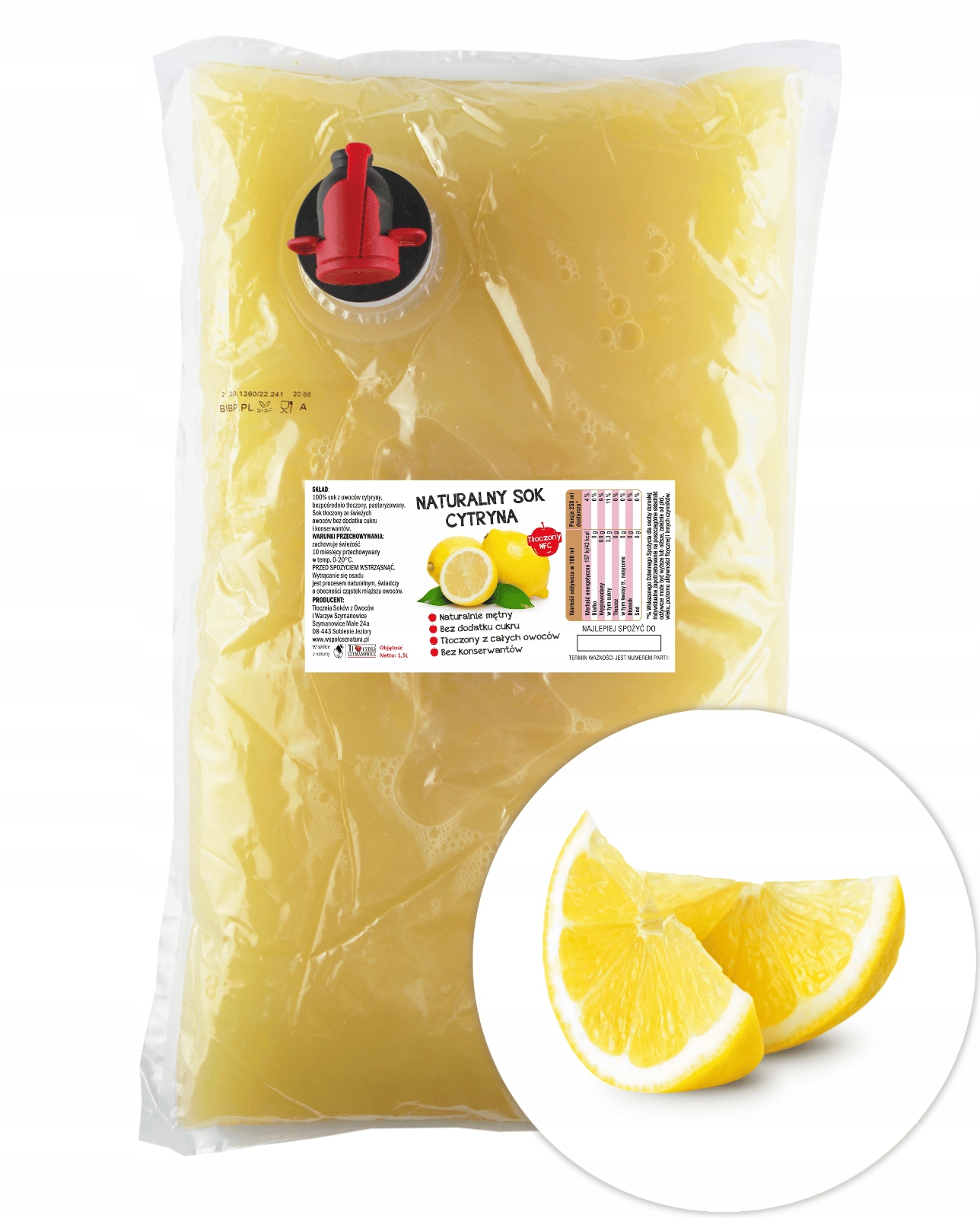 

Sok cytrynowy Cytryna Tłoczony Naturalny 100% 1,5L