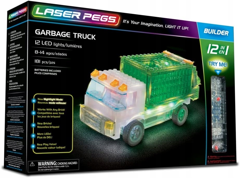 

Pojazdy Recyclingu 12 modeli Laser Pegs klocki Led