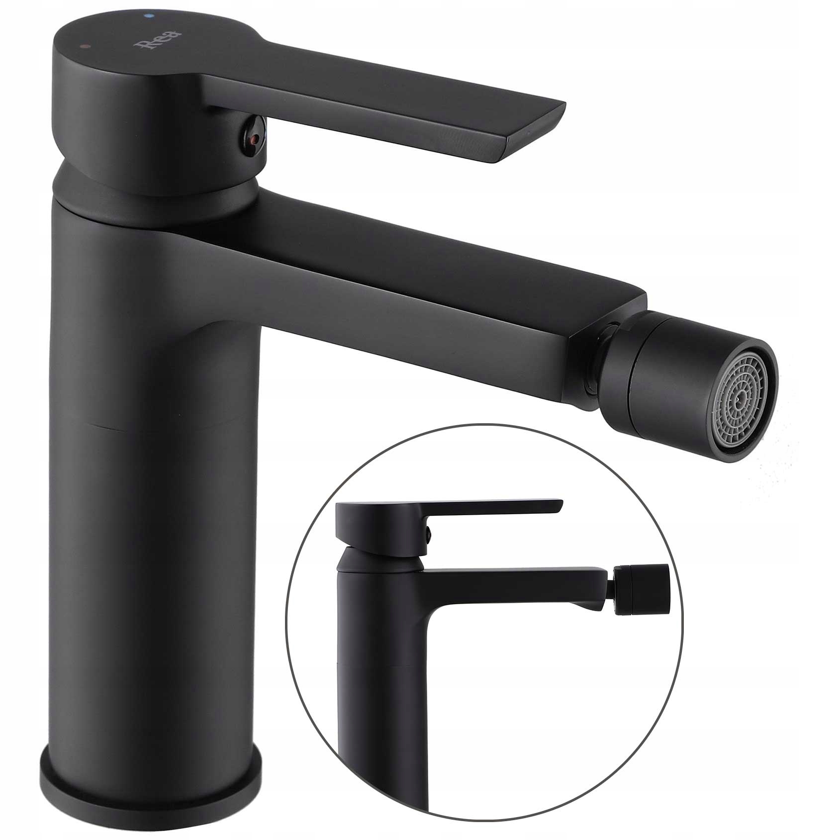 Čierna stojanková bidetová batéria Rea Argus Stavaná na bidet Pohyblivý výtok