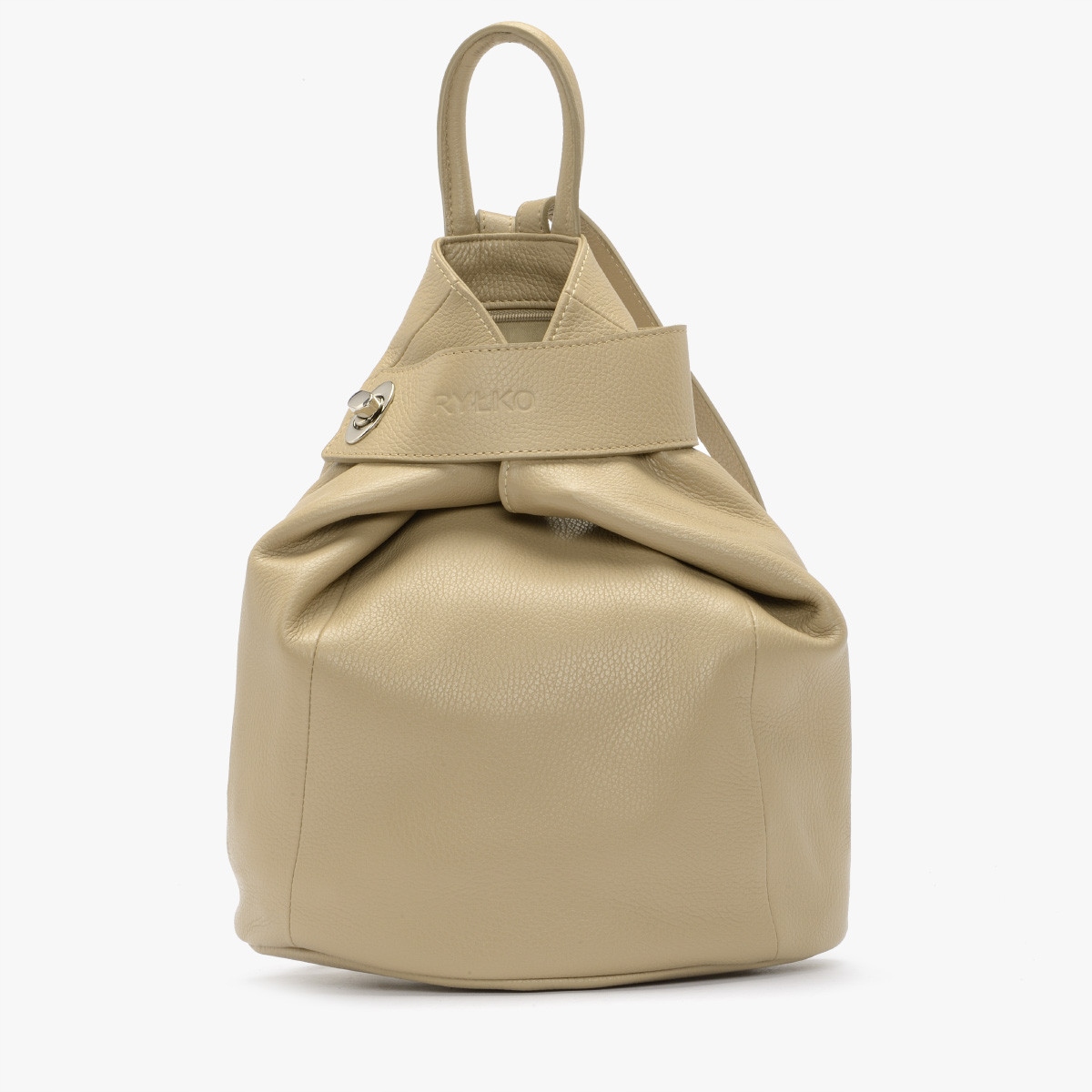 

Ryłko beżowy skórzany plecak damski