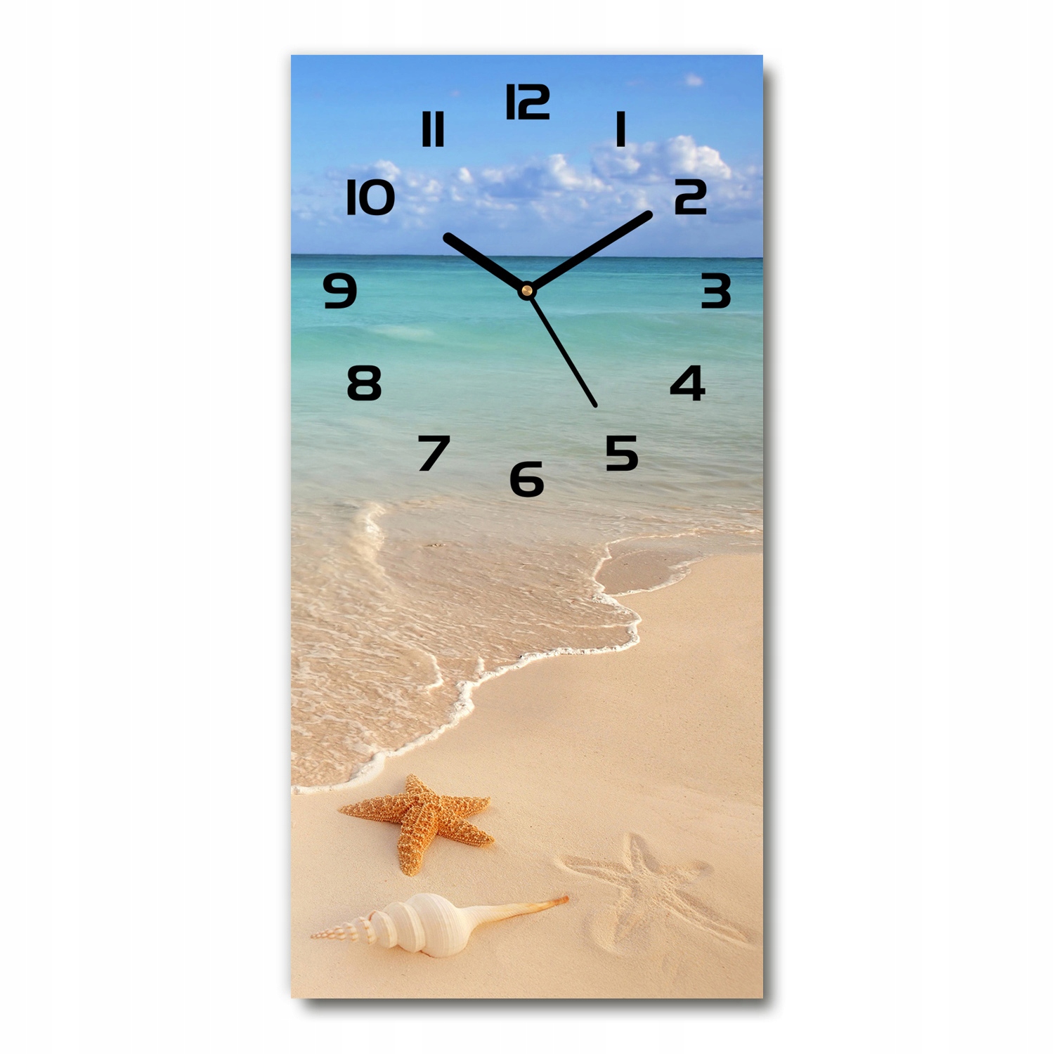 

Zegar ze szkła na ścianę Rozgwiazda na plaży 30x60