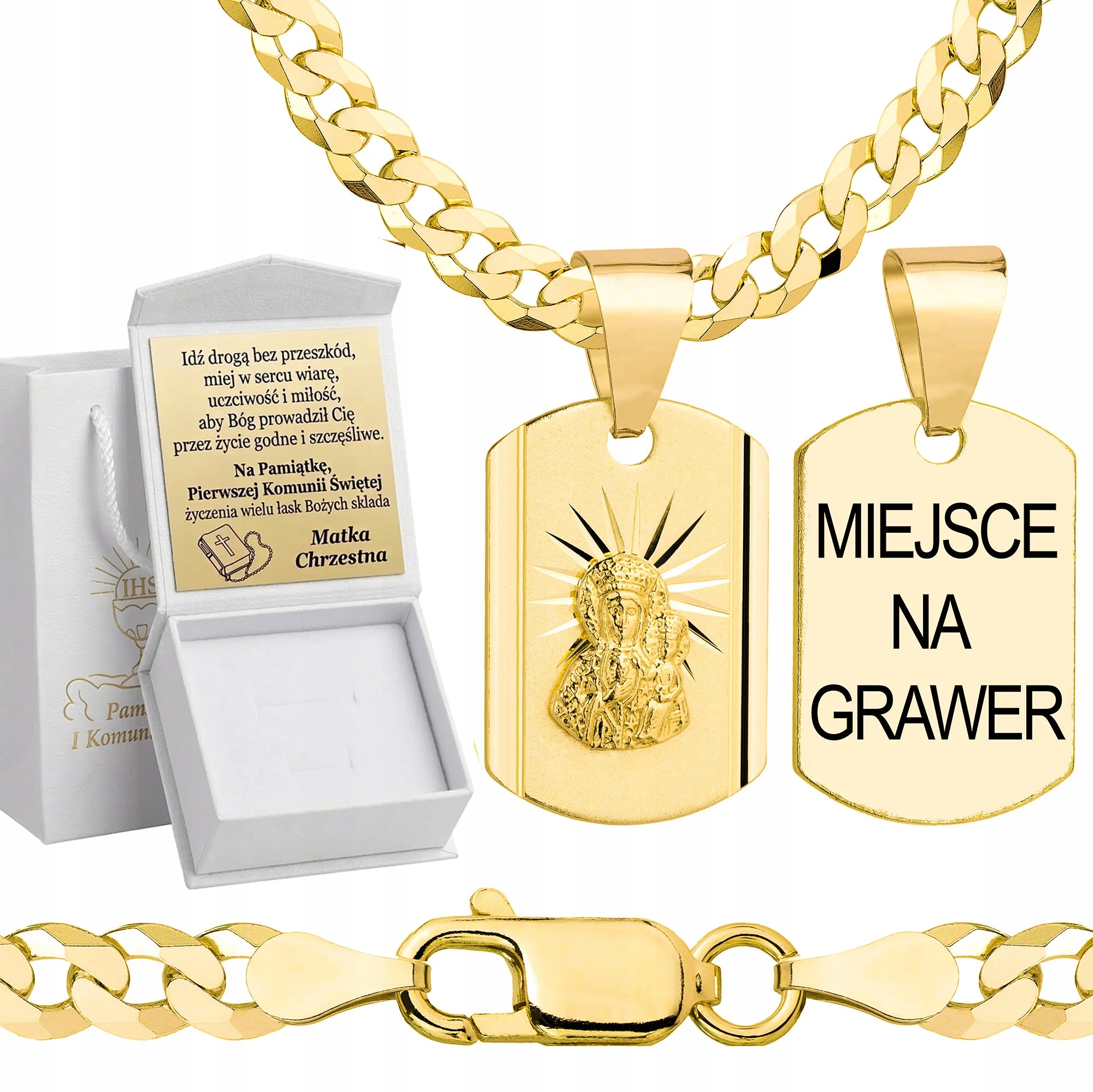 Zlatý Řetízek Na Přijímání S Medailonem Pr 925/ 585 Pozlacený Gravírování 55 cm