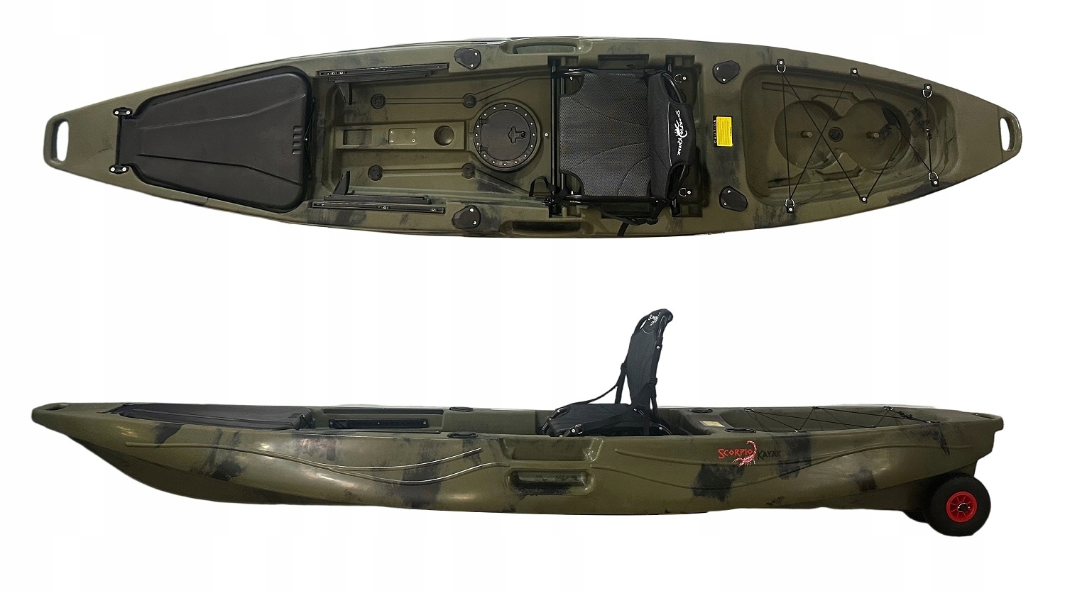 Stabilny Kajak Wędkarski Z Ramowym Siedzeniem Mayfly 12 Z Kołami