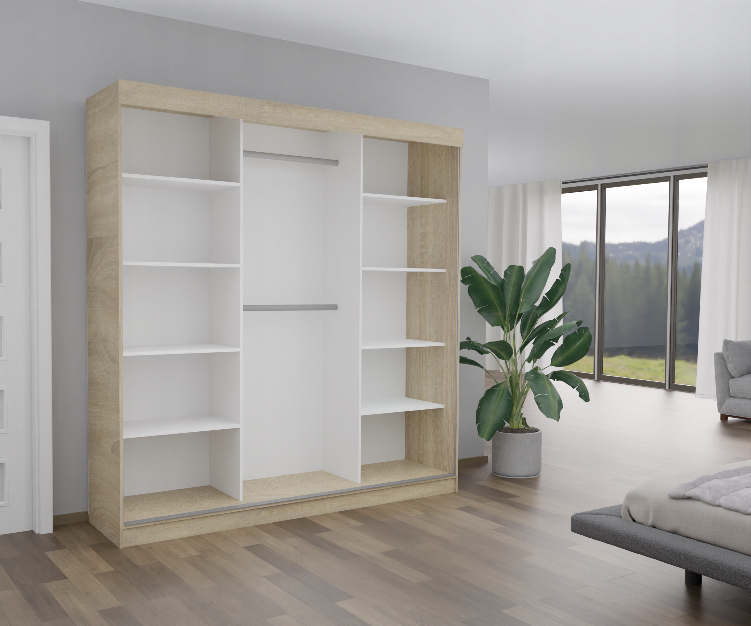 SZAFA 3D DENVER 200 CM SONOMA PRZESUWNA DO POKOJU Marka inna