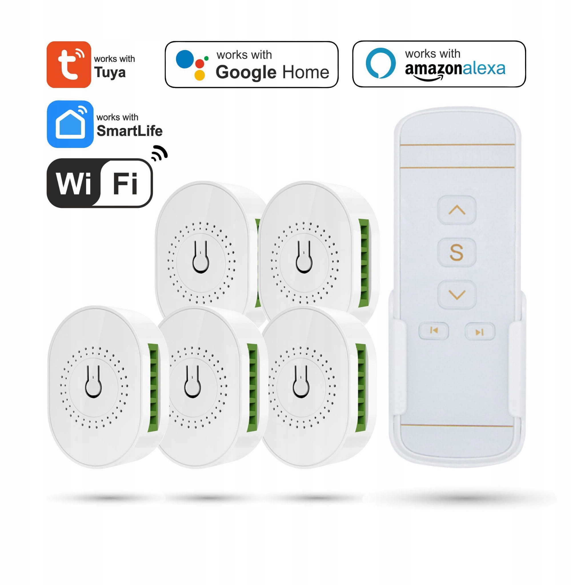 Päť ovládačov roliet WiFi Tuya s 5-kanálovým diaľkovým ovládaním 5 ovládačov