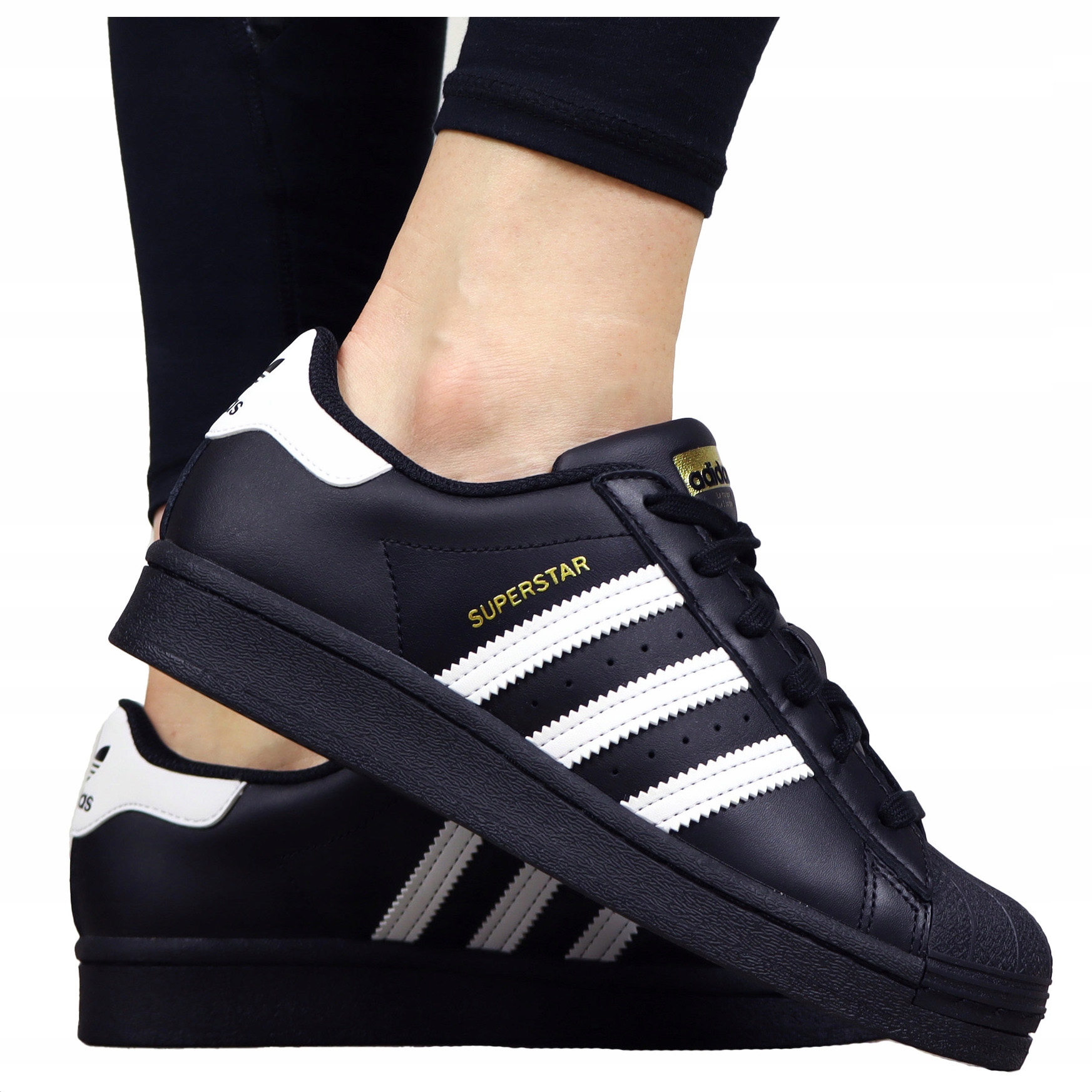 dámské boty Adidas Superstar Kožené Černé kožené sportovní tenisky