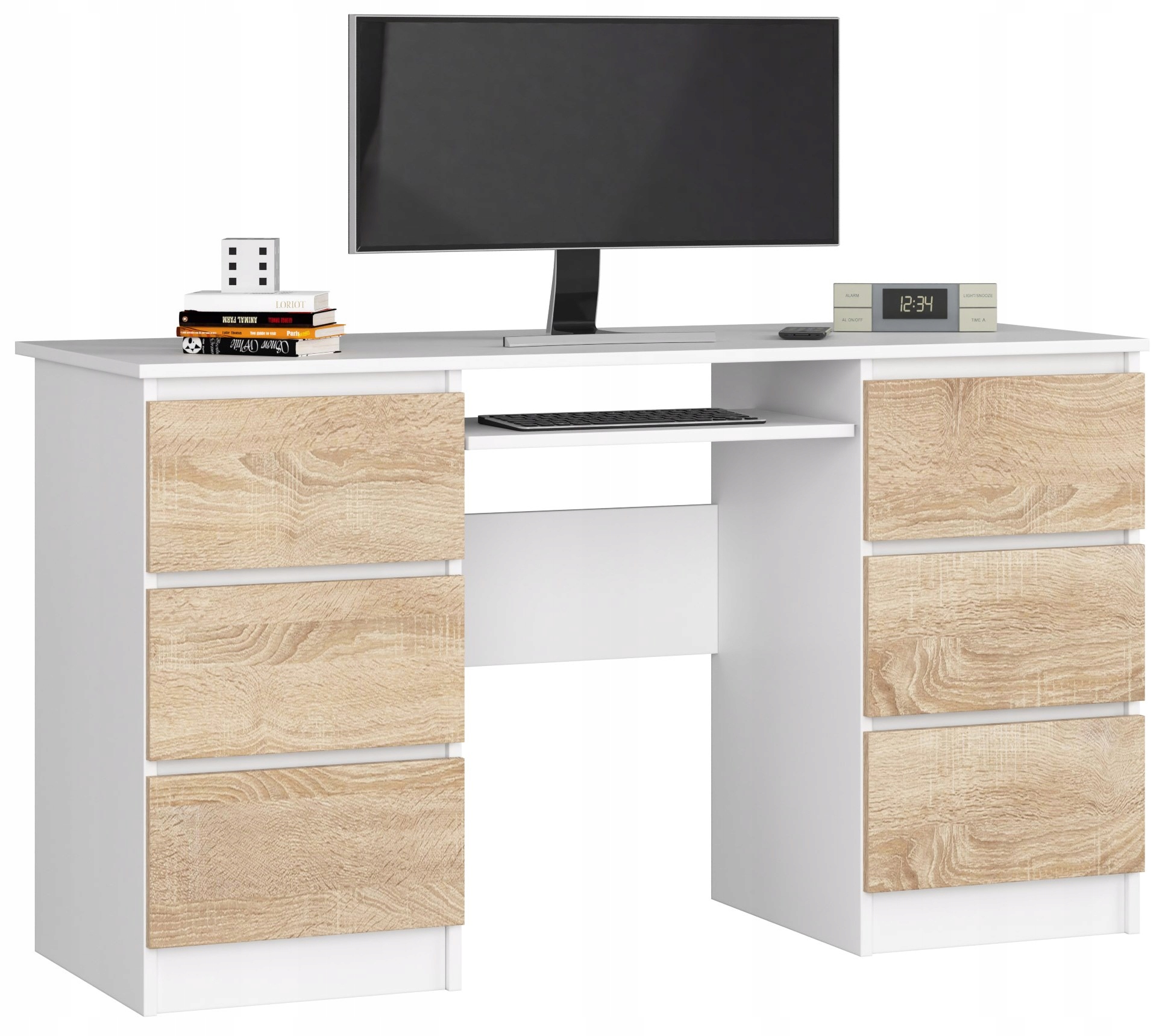 Psací stůl pod počítač A-11 bílý-sonoma 135 cm Akd