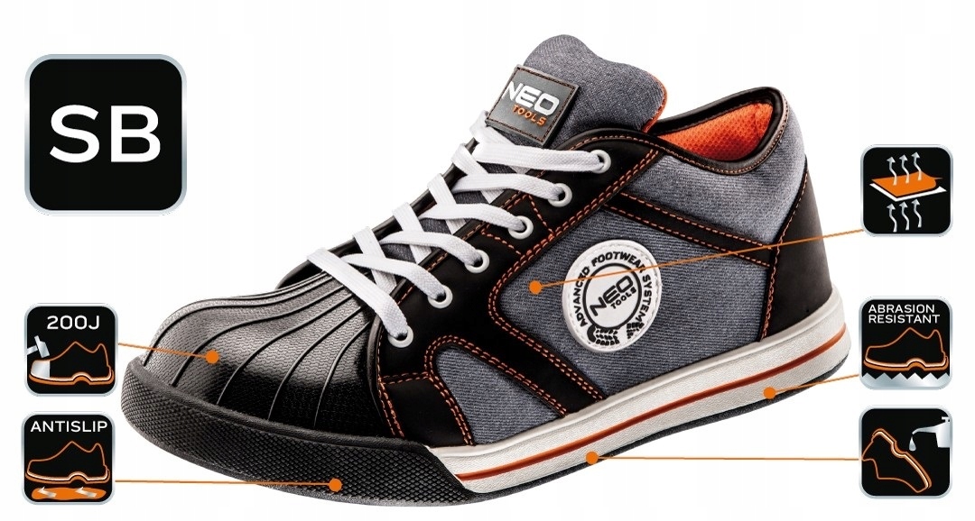 Buty półbuty robocze trampki metalowy nosek 45 NEO EAN (GTIN) 5907558426984