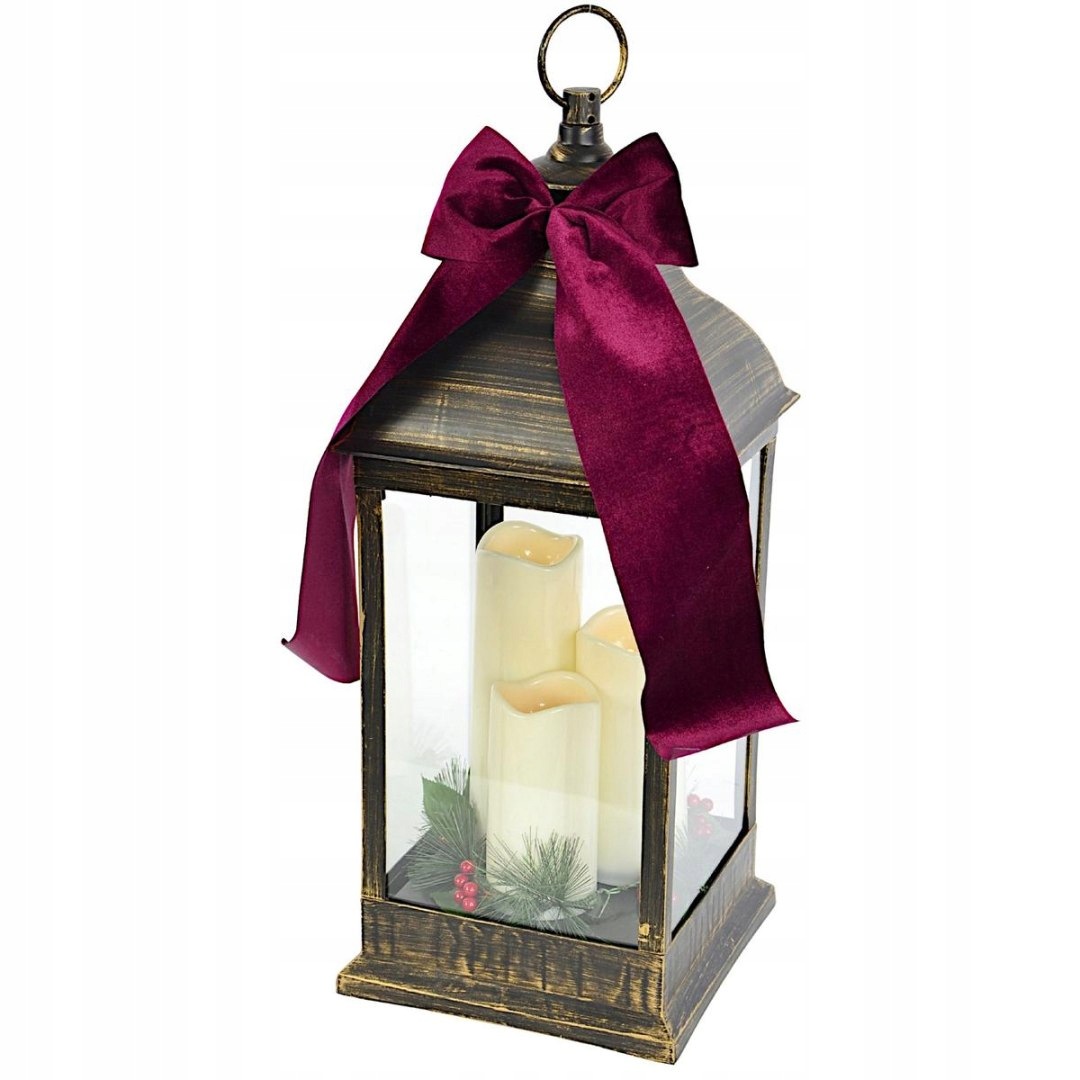 Lucerna Adventní Lampion Hřbitovní Svíčka Led 60CM 3 Svíčky Časovač Černý Koopman