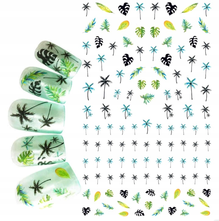 NAKLEJKA SAMOPRZYLEPNA LIŚCI ZIELONE PALMY F183