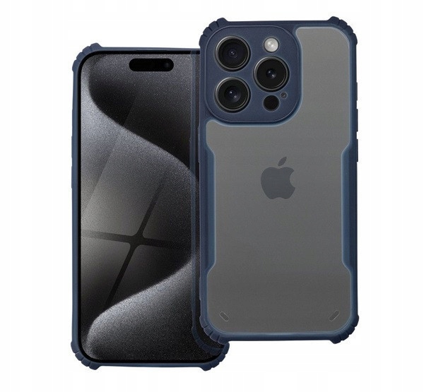 Wodoodporne etui iPhone 16 z wzmocnionymi krawędziami, granatowe