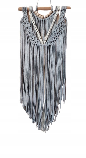 Makrama závěsná na zeď Mini barva šedá ecru