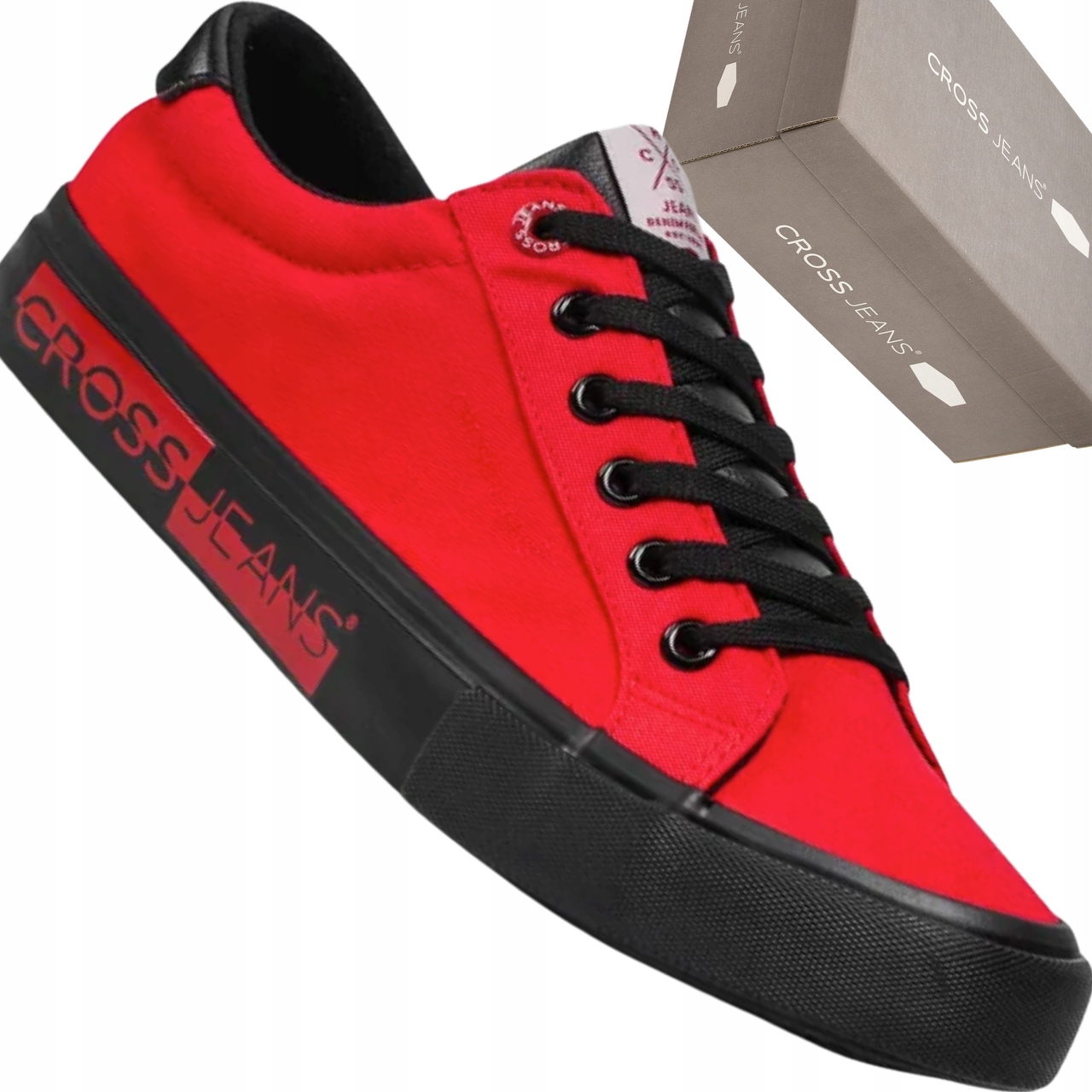 Tenisówki Cross Jeans JJ1R4027C czerwone trampki męskie, stylowe i