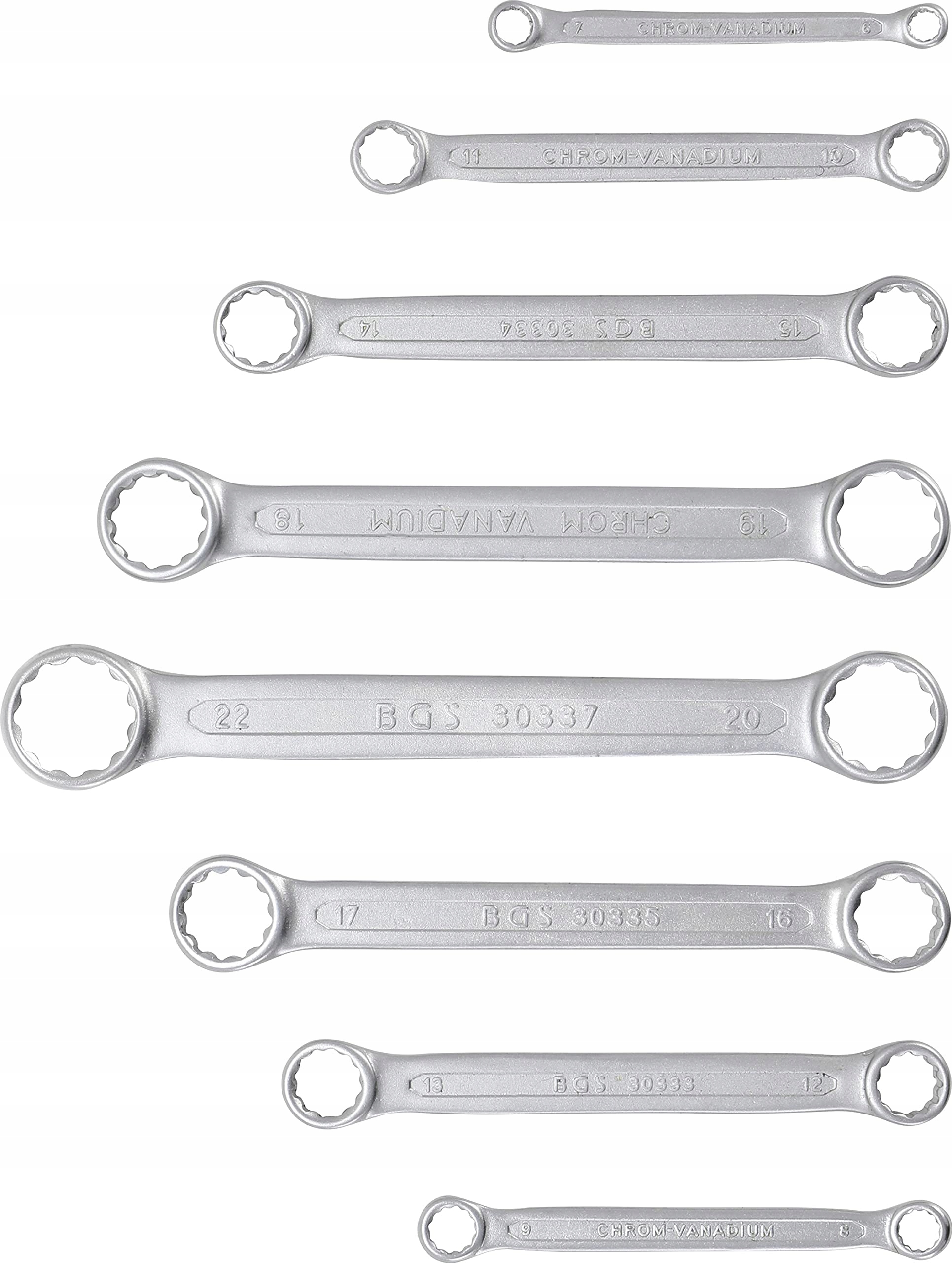 BGS Zestaw Kluczy Płasko-Oczkowych Extra Płaskie 6-22 mm 8 Sztuk — miniatura 3