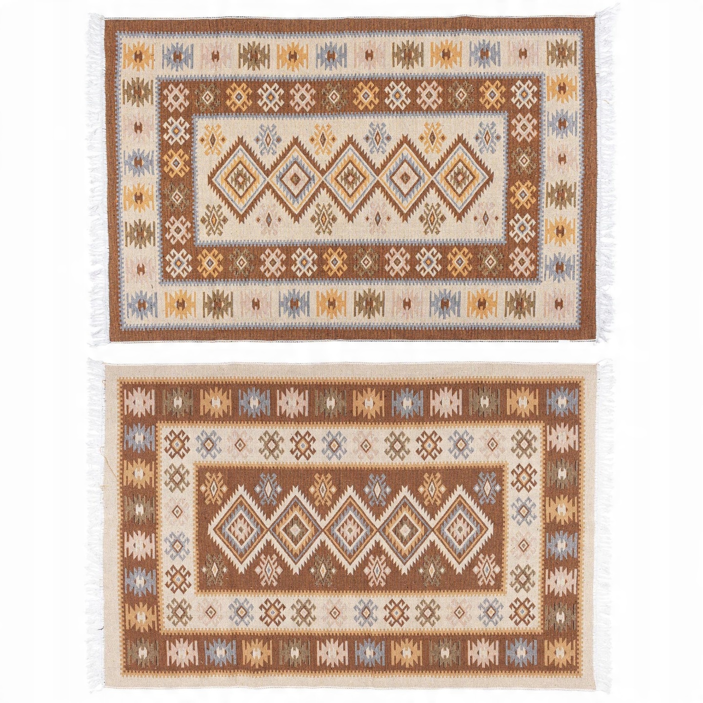 

Dywan kilim tkany dwustronny wzór 120x180 cm brąz