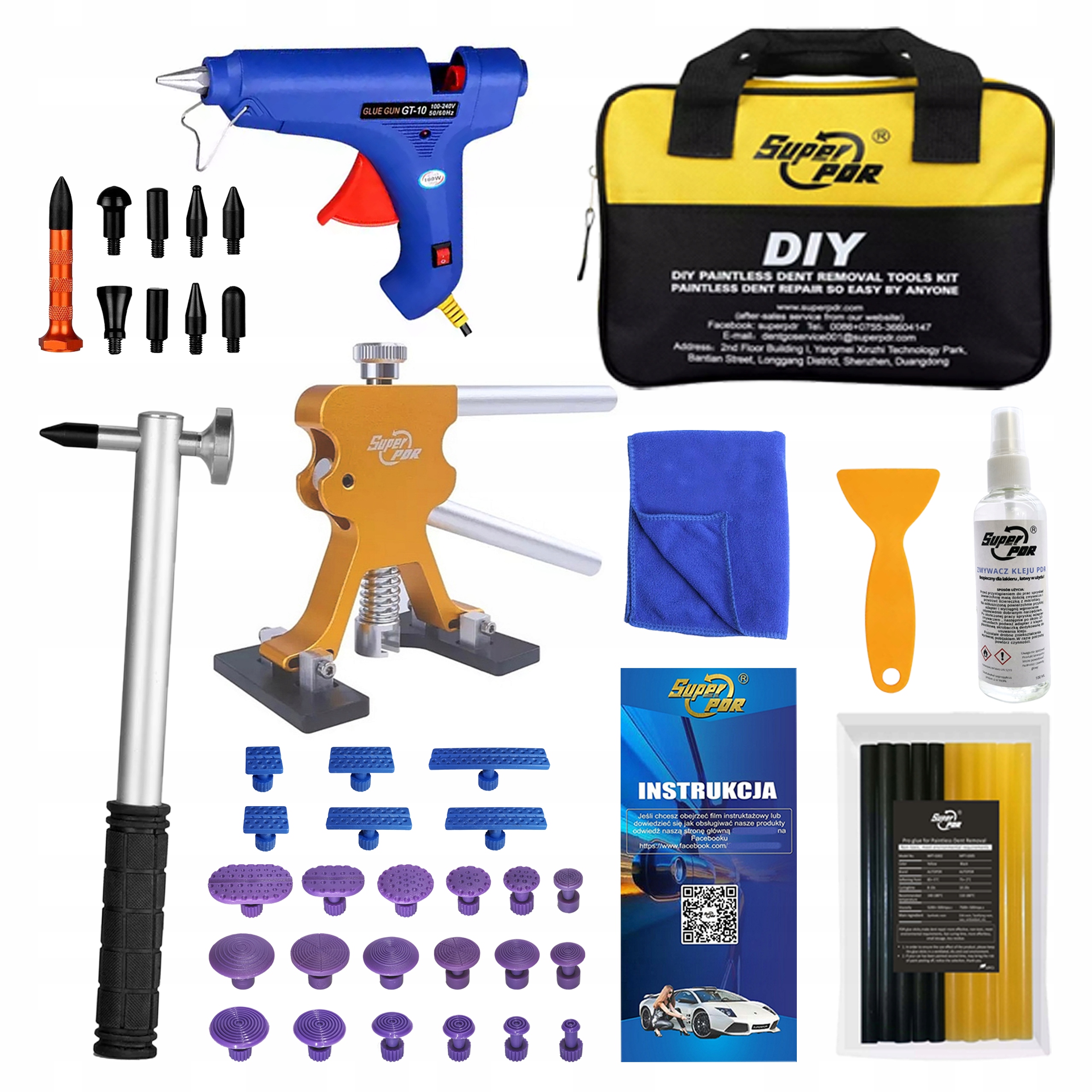 Sada na odstraňování promáčklin pdr velký nástroj na vytahování promáčklin 129ks