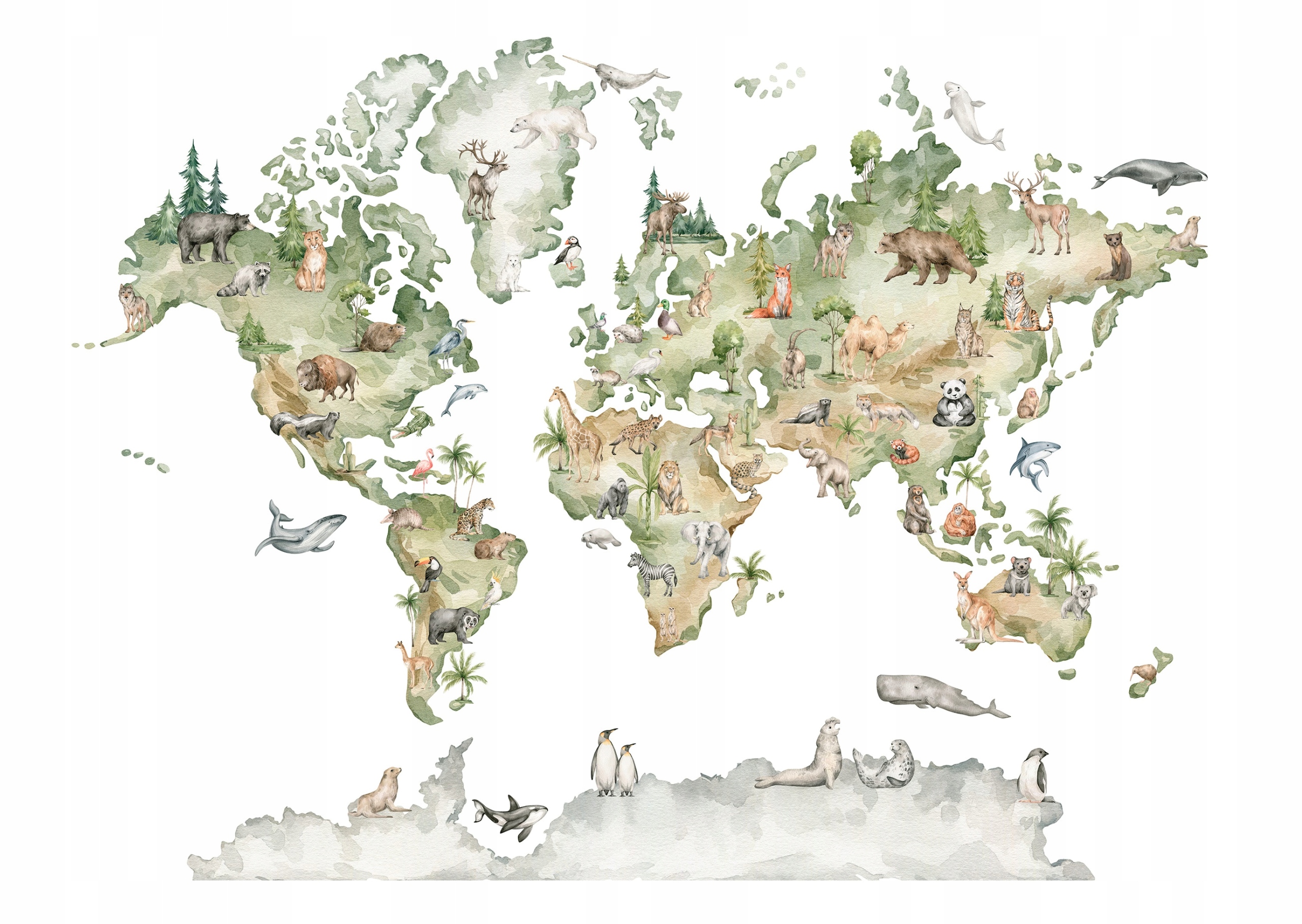 Fototapeta Mapa Sveta Deti Zvieratá 416x254
