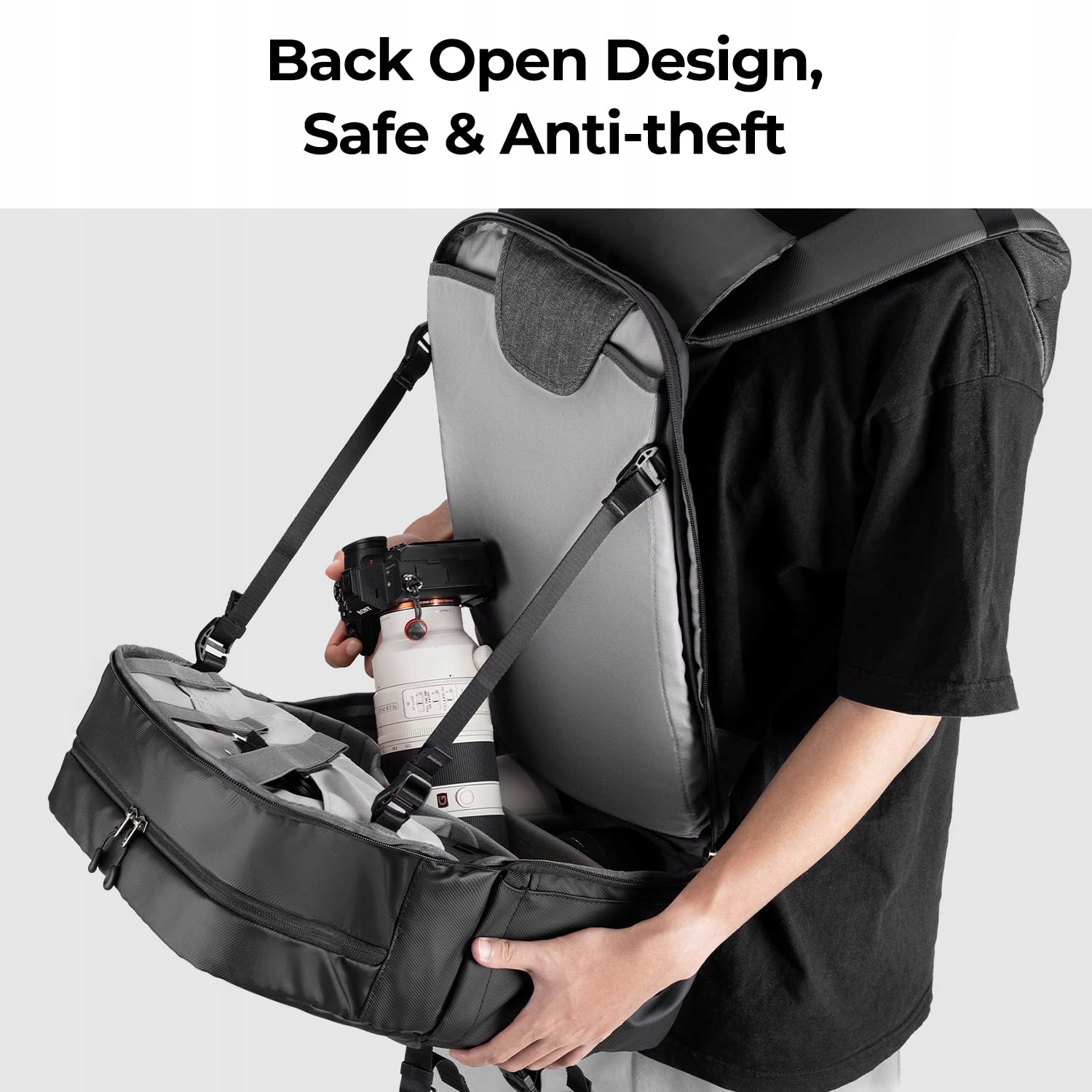 K&F CONCEPT Plecak Na Aparat Z Przegrodą Na Laptopa 15-15,6 Cala 20L — miniatura 4