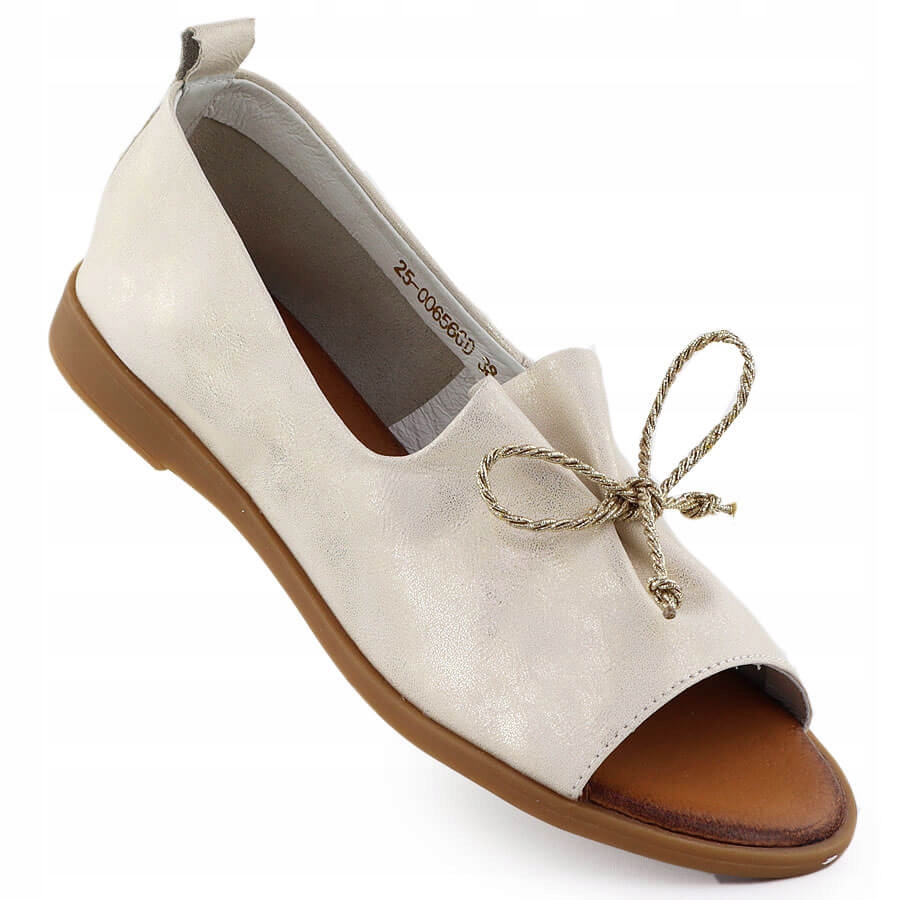 Kožené polobotky s odhalenými prsty zlaté Cambell SZ00656 36