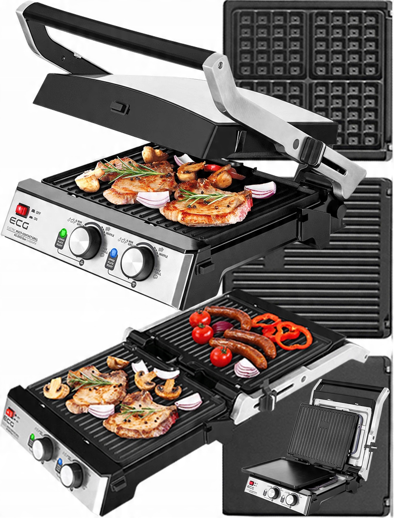 

Grill Elektryczny Pannini Gofry 3w1 2000W Solidny