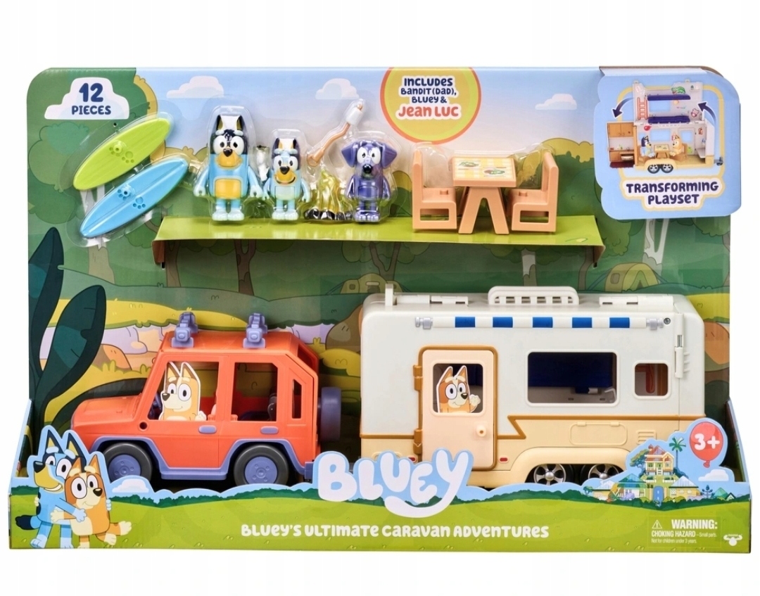 MOOSE TOYS BLUEY NIESAMOWITE PRZYGODY AUTO + PRZYCZEPA KEMPINGOWA