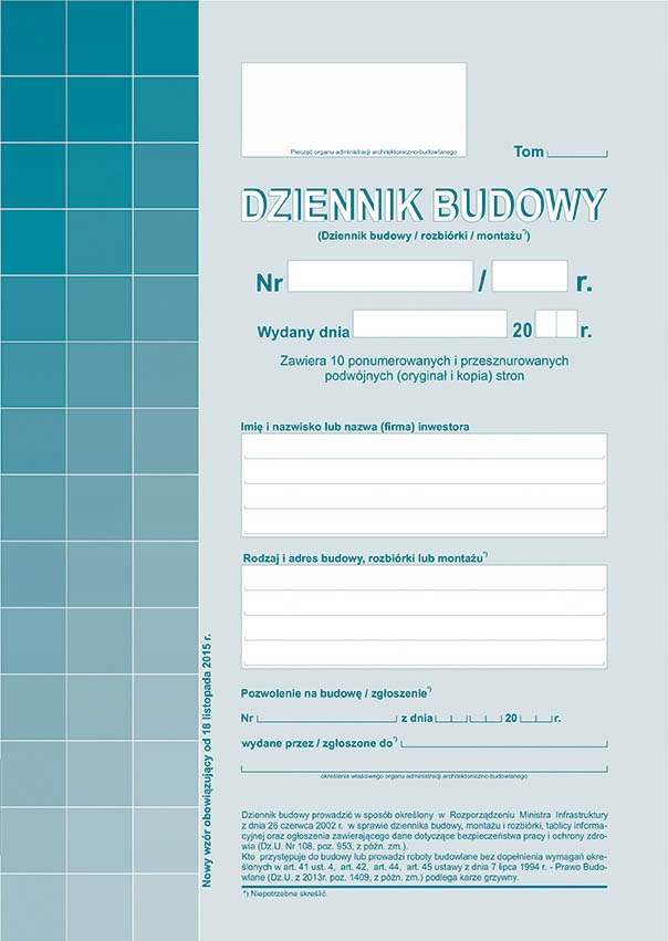 

Dziennik budowy A4 603-1
