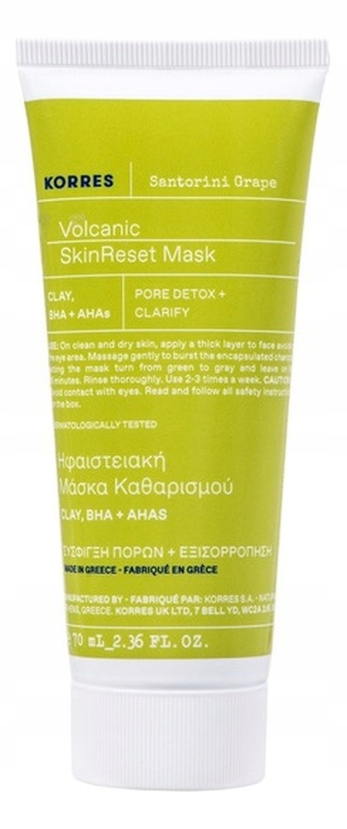 Korres Santorini grape skin reset maska vyhlazující pleťová maska 70 ml