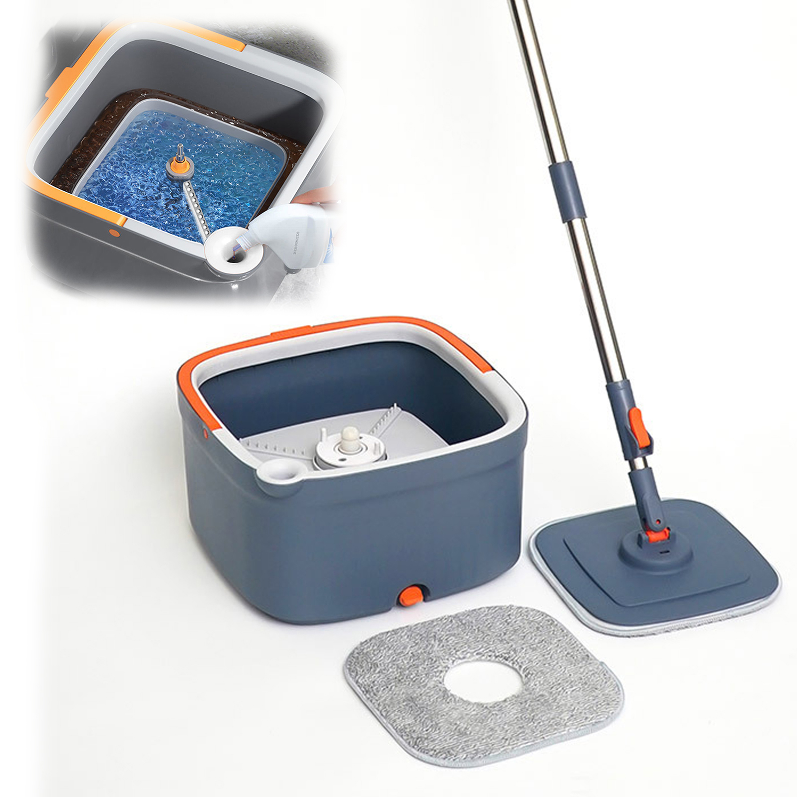 Levně Sada Mopu S Kbelíkem 2-KOMOROVÁ, Mikrovláknová, Modrá, Otočná A Odnímatelná