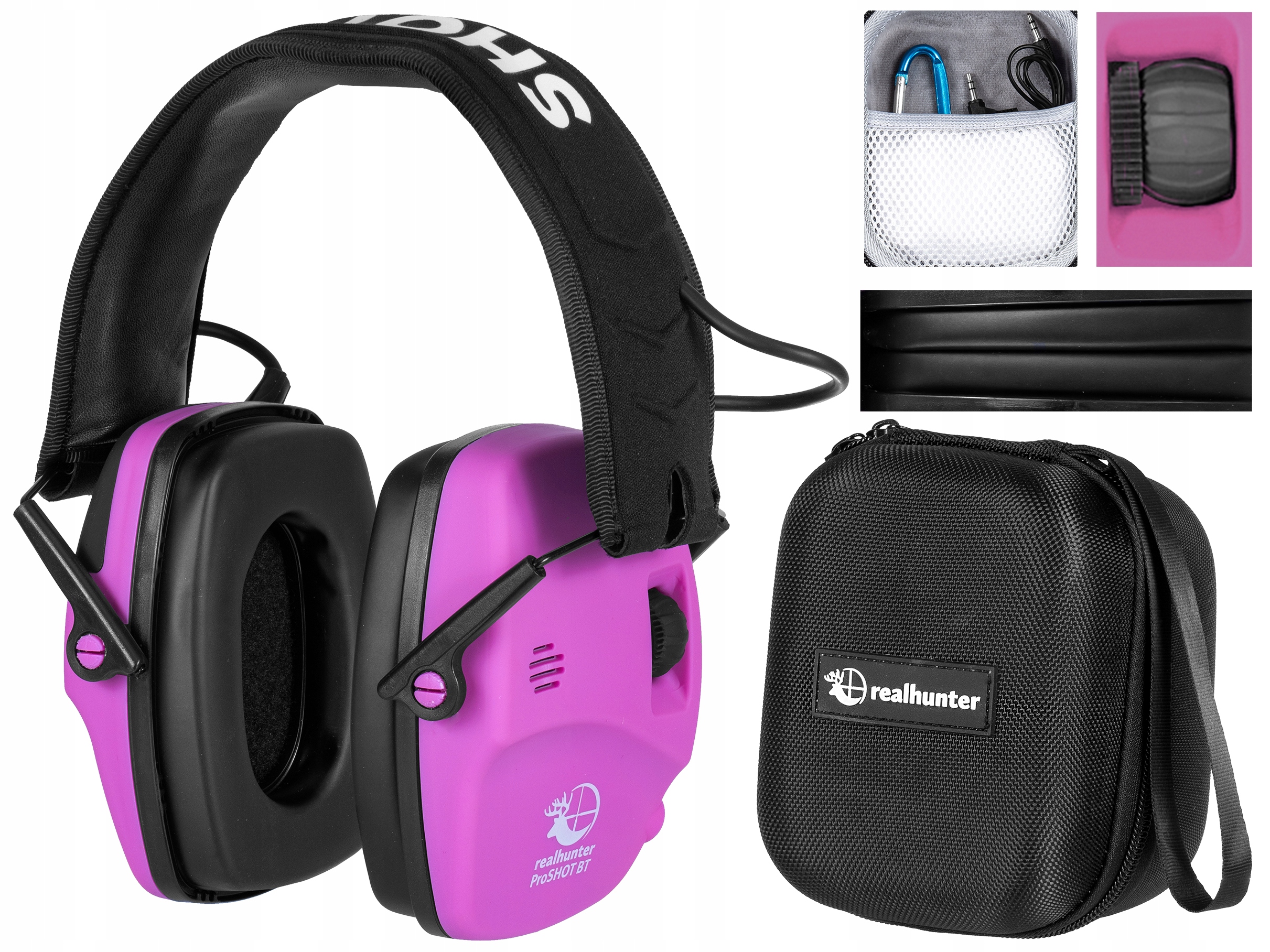 Realhunter Ochronniki Słuchu Słuchawki Aktywne Active Proshot Bt Różowe