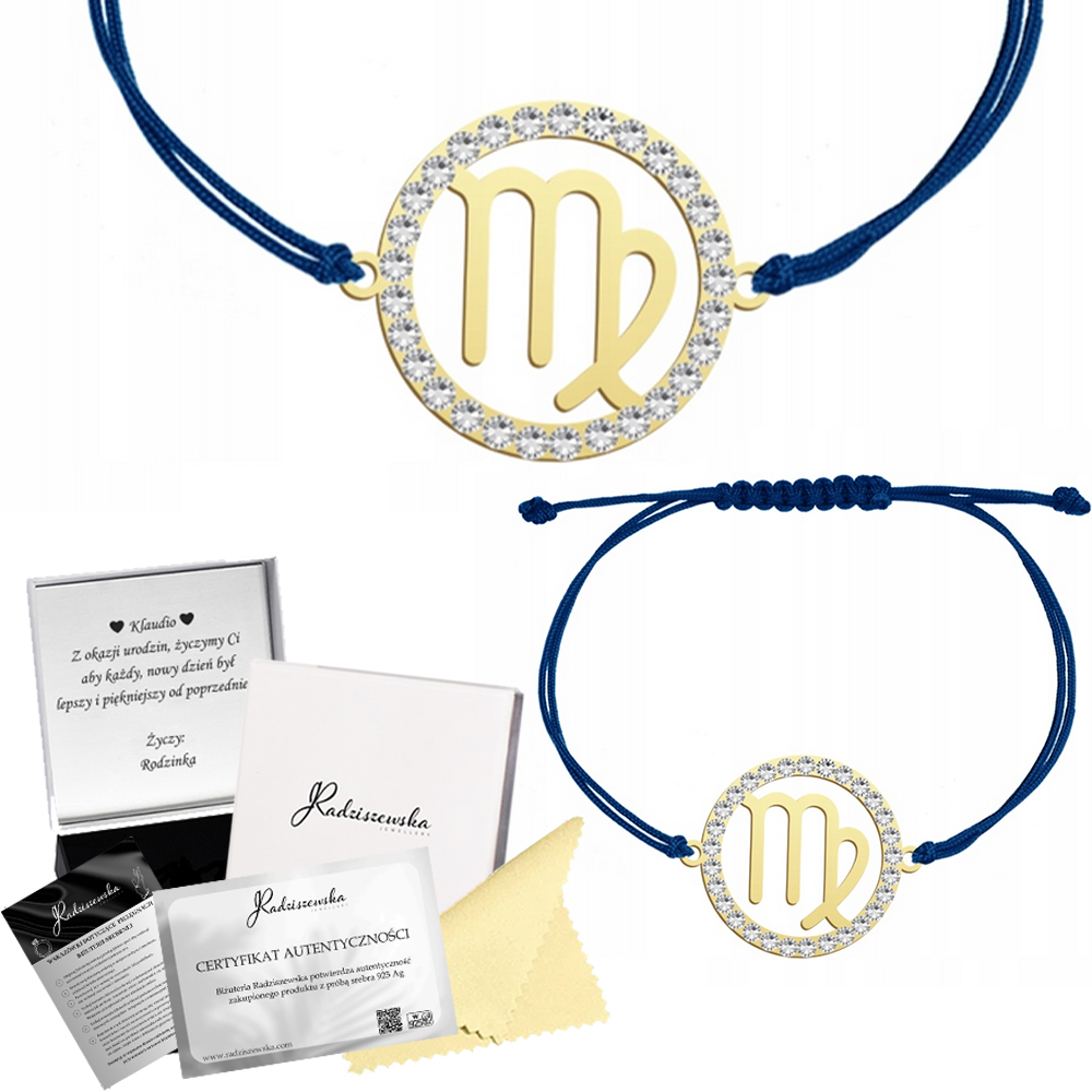 Zlatý Náramek Zvěrokruh Panna Šňůrka Stříbro 925 Dárek K Přání Bonus