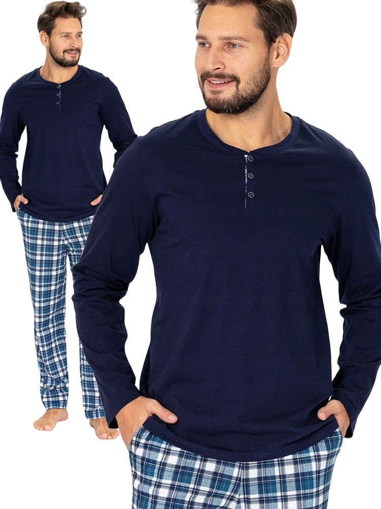 Hotberg Damien – elegantní tmavě modré pánské pyžamo s kapsami XXL