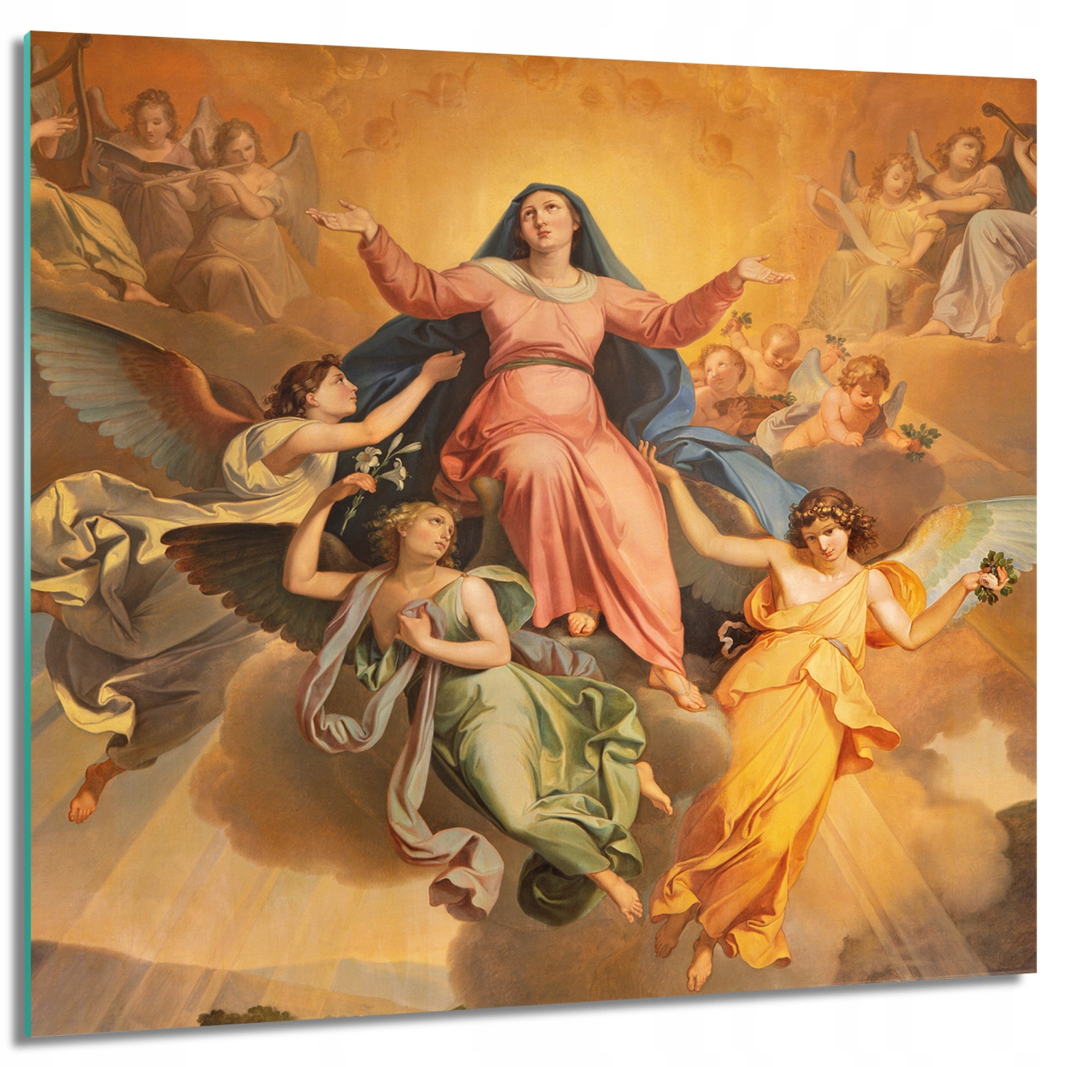 

Obraz szklany na ścianę Maryja aniołowie 60x60